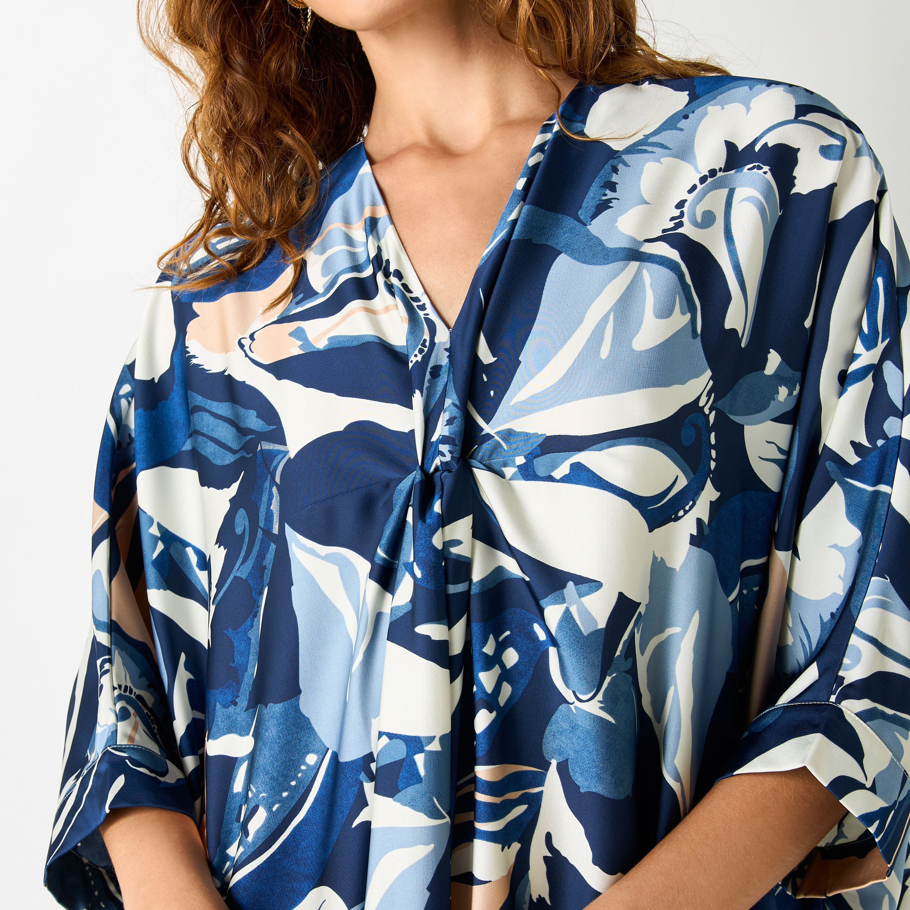 فستان قفطان بياقة V وأكمام 3/4 وطبعات-women-clothing-dresses-image-4