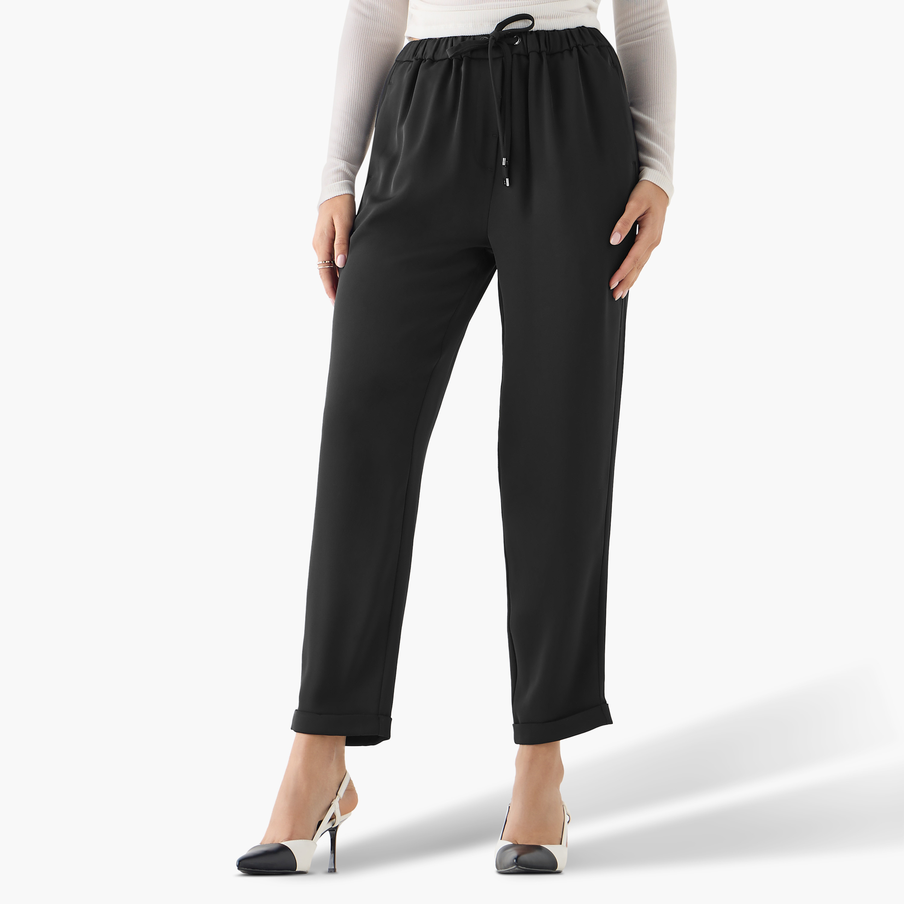 Drawstring Closure Pants with Pockets-women-clothing-bottoms-trousers-image-1