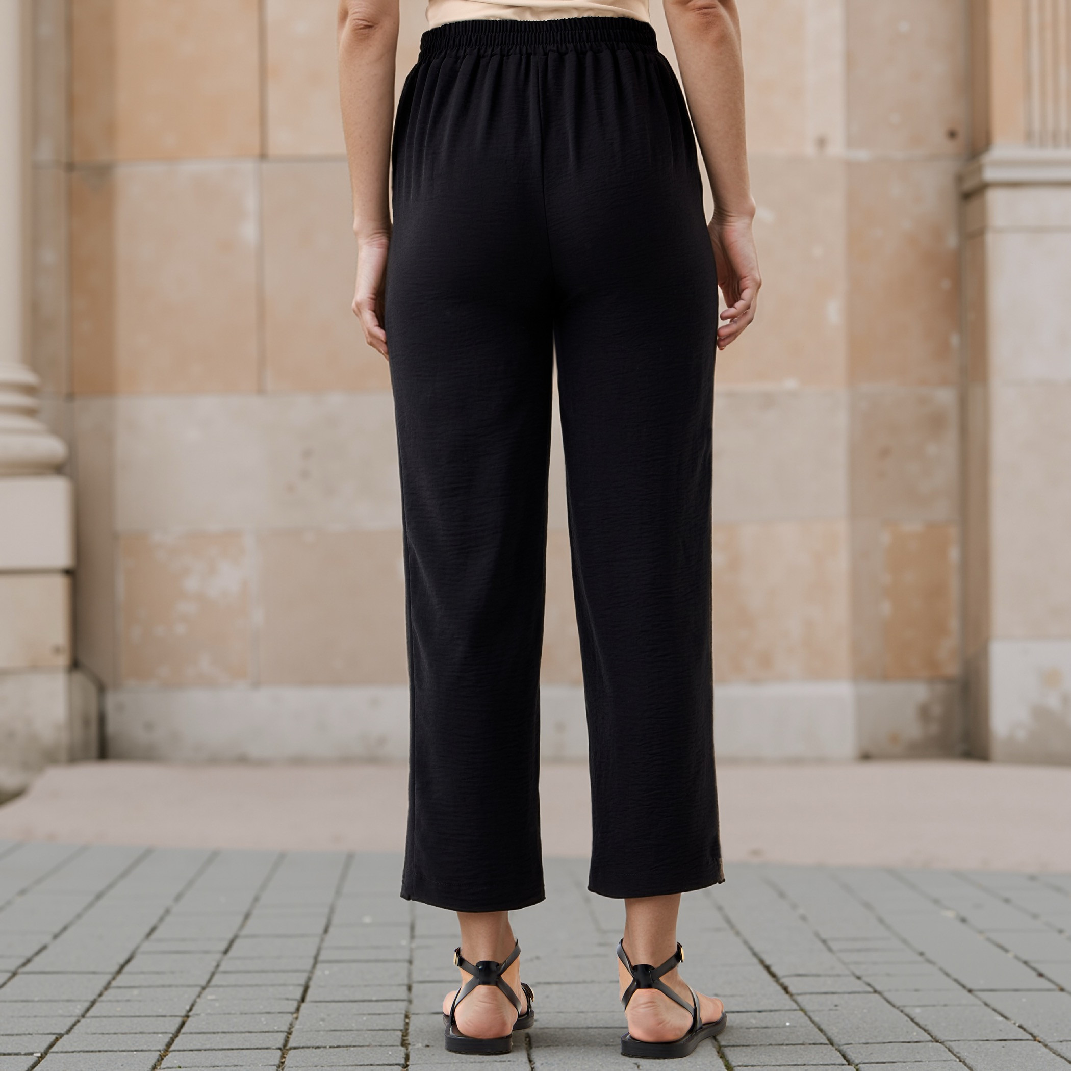 Textured Pants with Drawstring Closure-women-clothing-bottoms-trousers-image-3