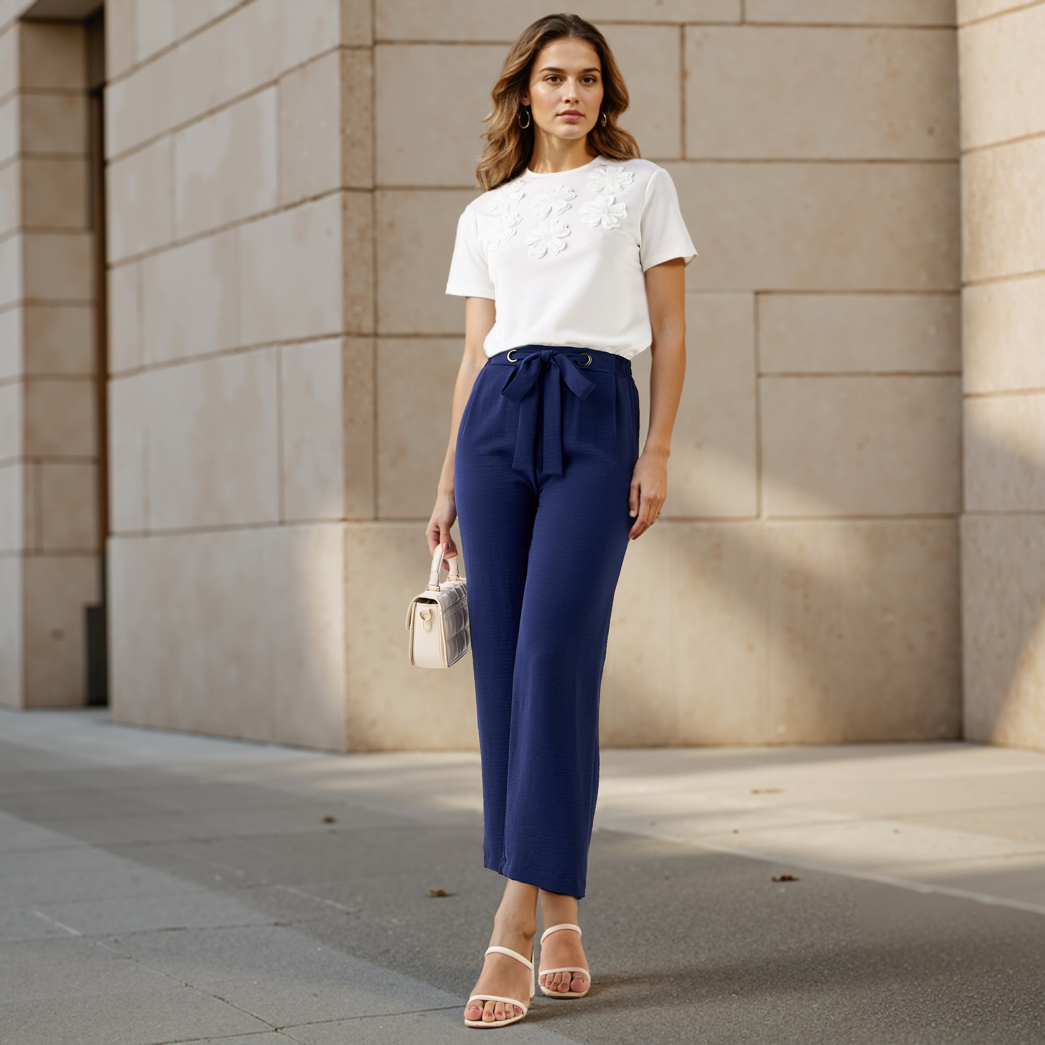 Textured Pants with Drawstring Closure-women-clothing-bottoms-trousers-image-2