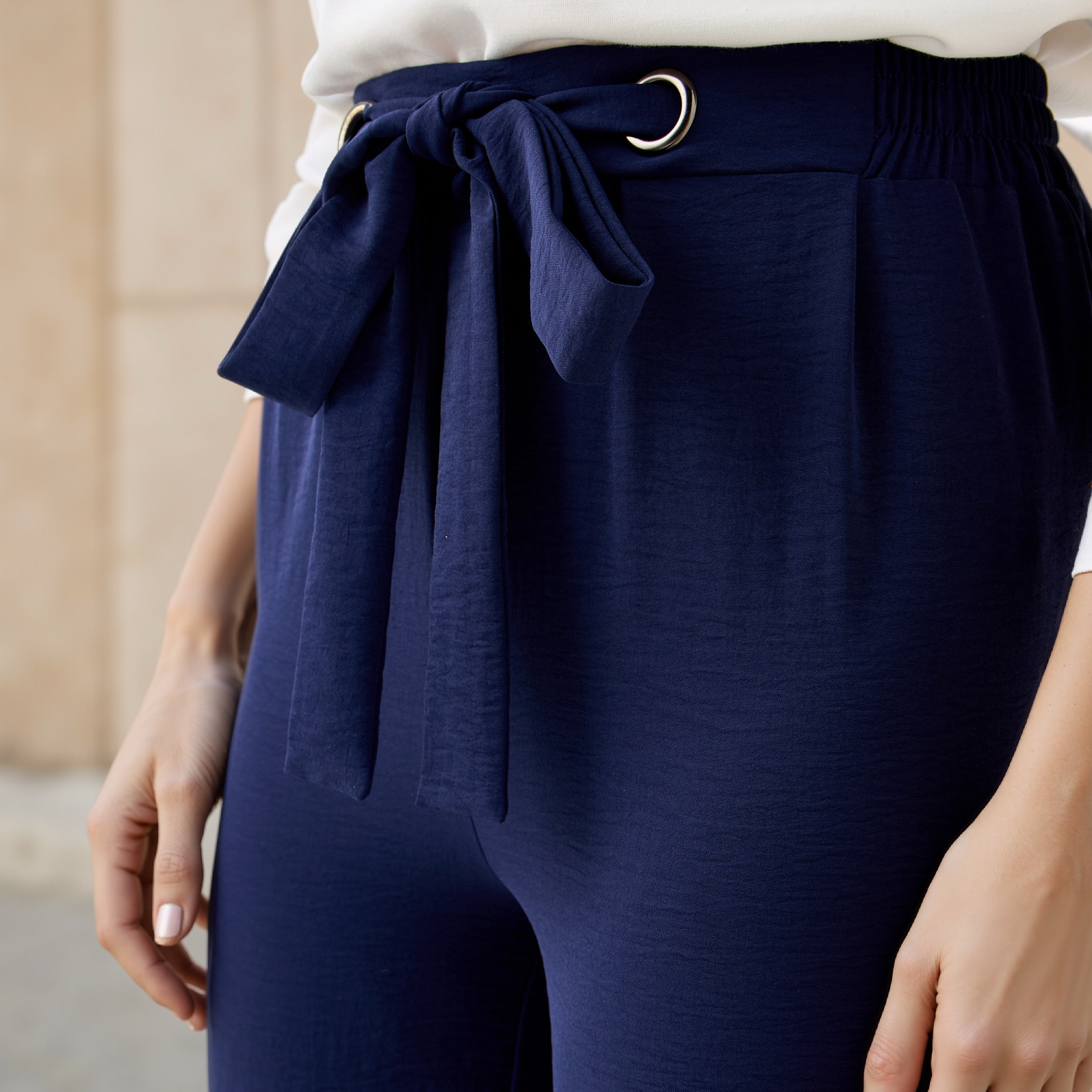 Textured Pants with Drawstring Closure-women-clothing-bottoms-trousers-image-4