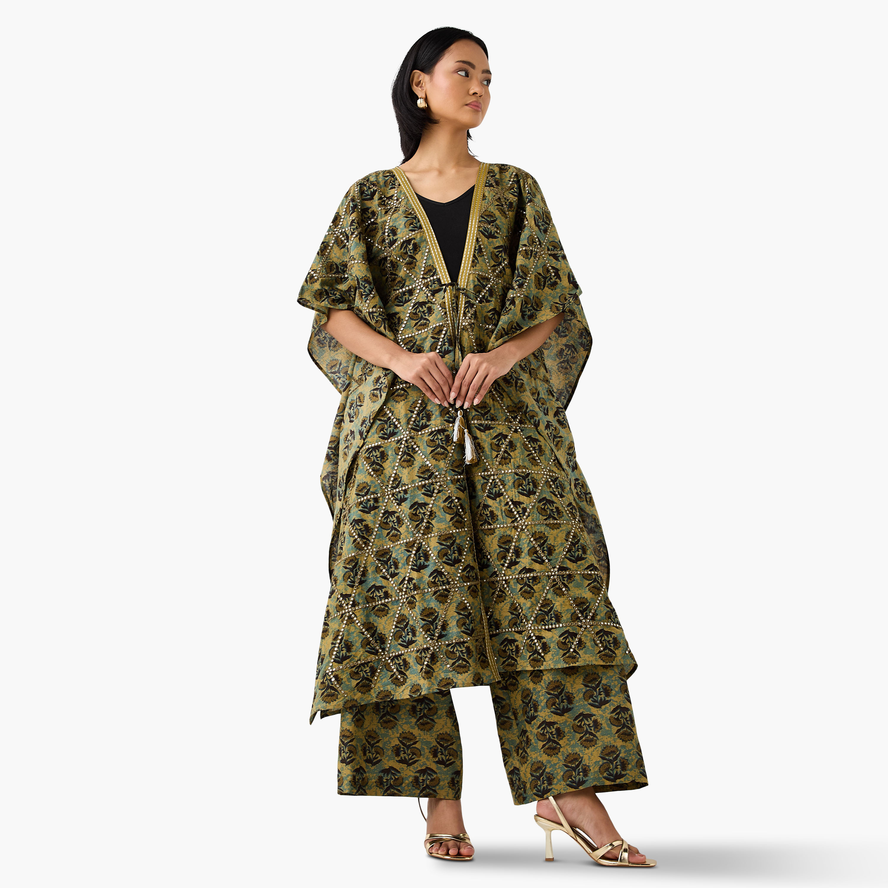 سترة كيمونو قطن مزينة برباط-women-clothing-shirtsandblouses-blouses-image-2