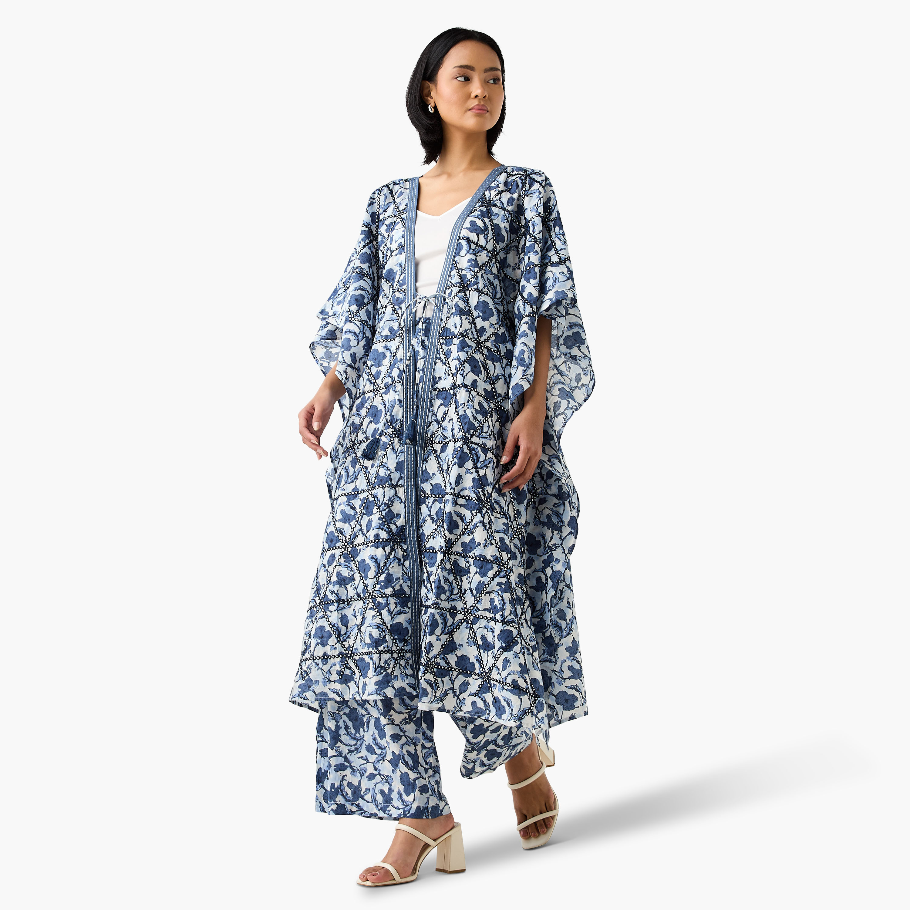 سترة كيمونو قطن مزينة برباط-women-clothing-shirtsandblouses-blouses-image-6