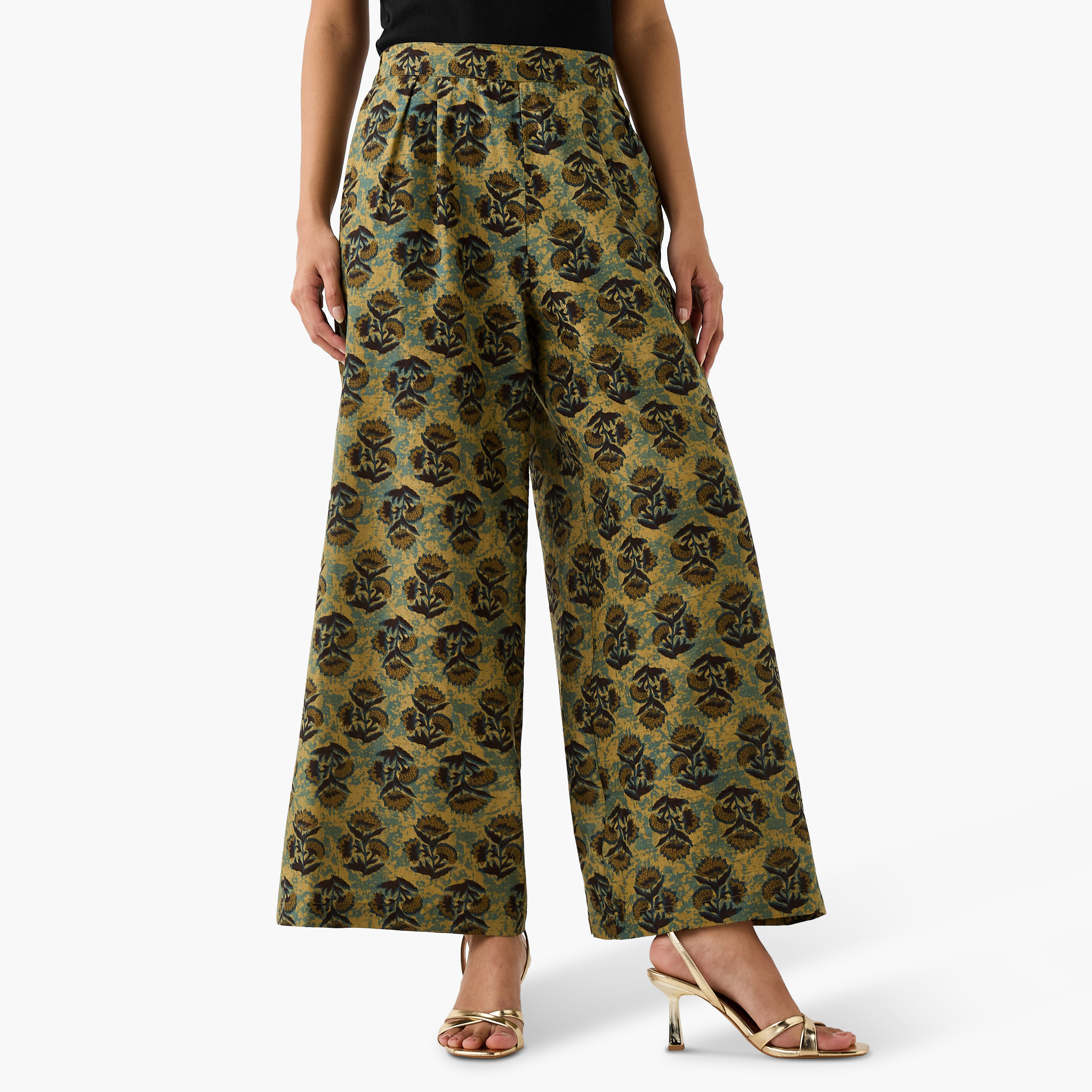 Floral Print Relaxed Fit Flexi Waist Palazzo Pants-women-clothing-bottoms-trousers-image-1
