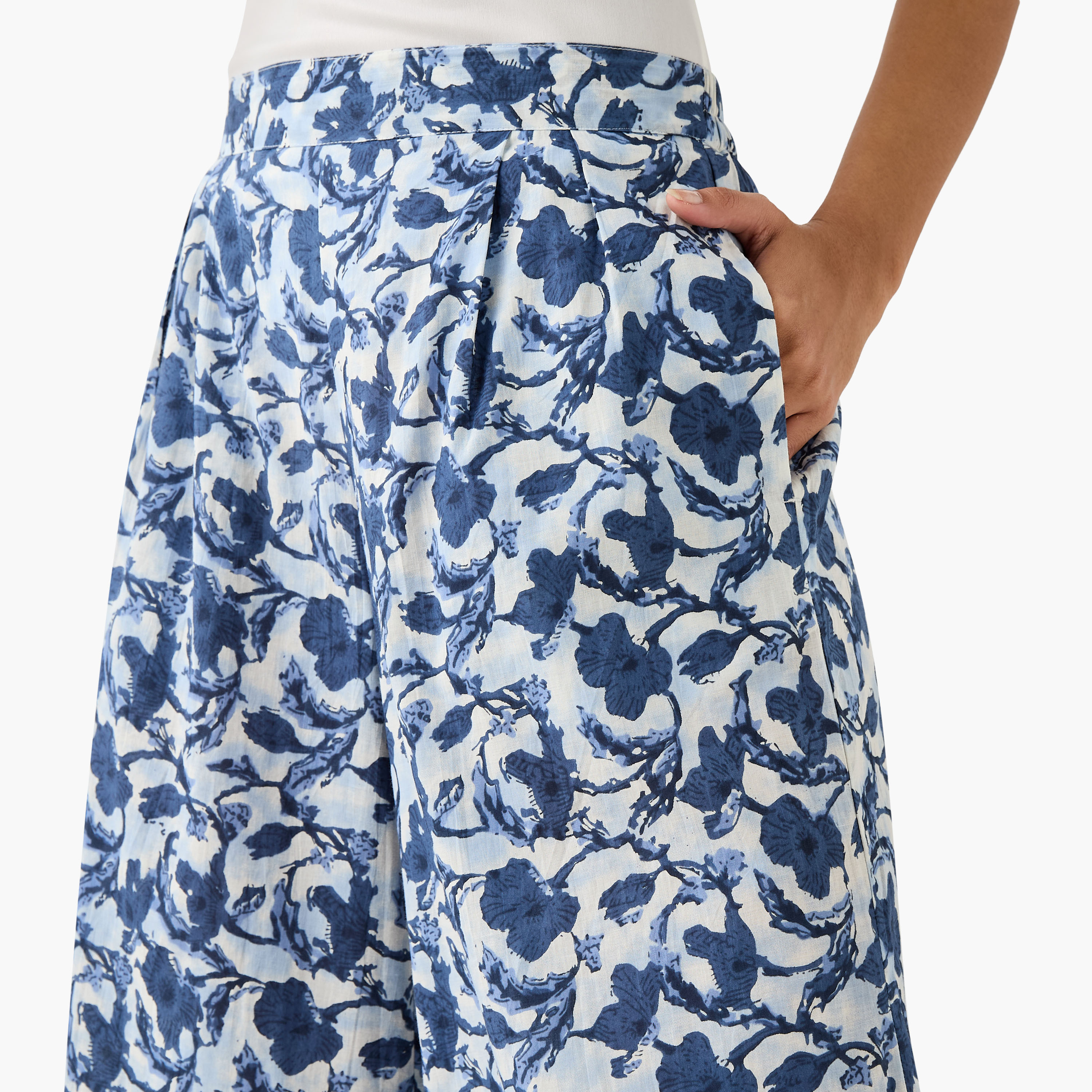 Floral Print Relaxed Fit Flexi Waist Palazzo Pants-women-clothing-bottoms-trousers-image-4