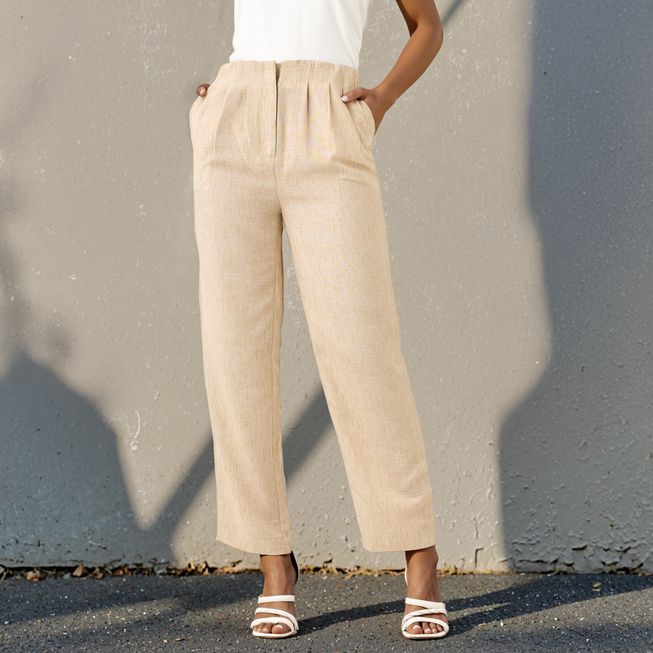 Regular Fit Trousers with Pockets-women-clothing-bottoms-trousers-image-1