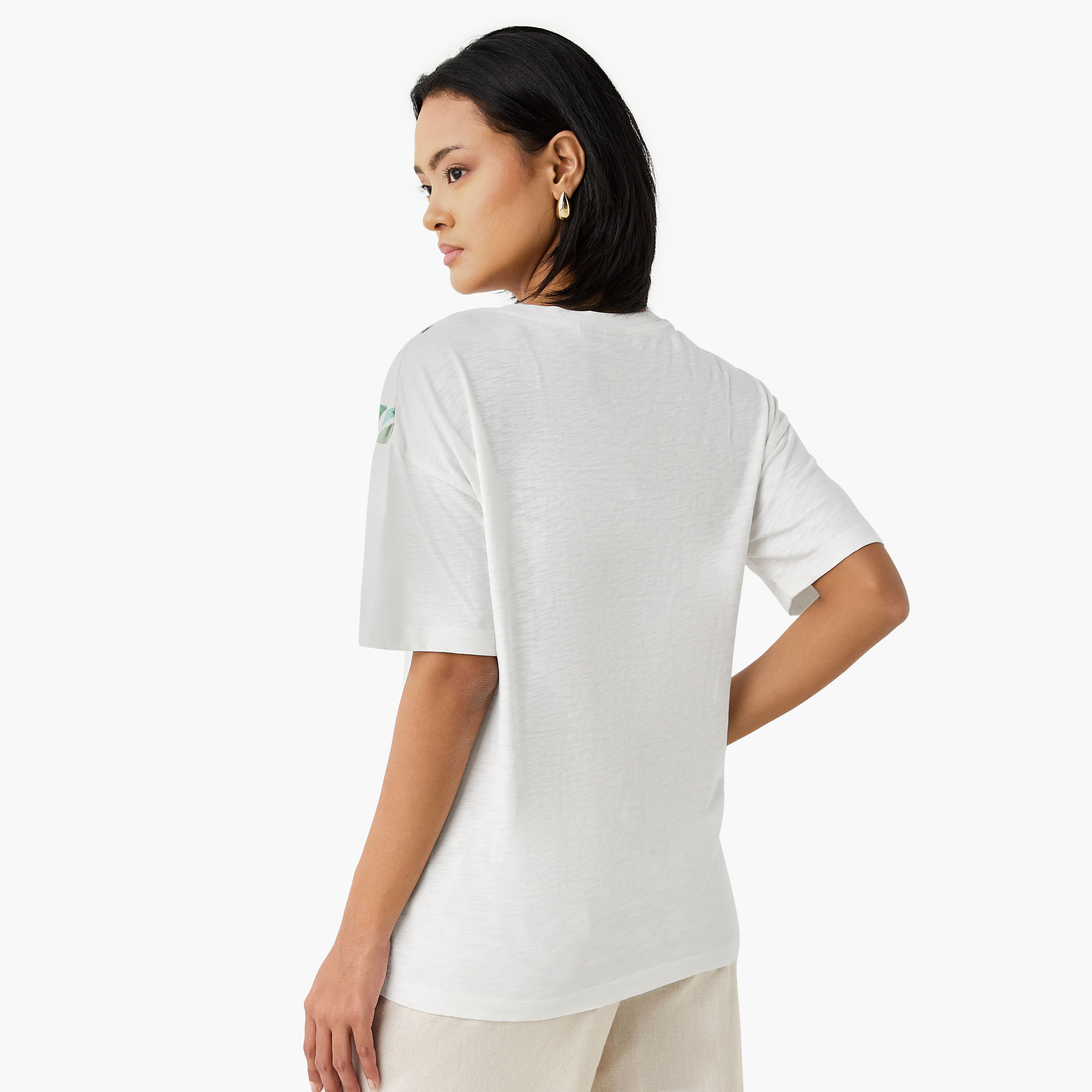 Leaf Print Cotton T-shirt-women-clothing-tshirts-image-3