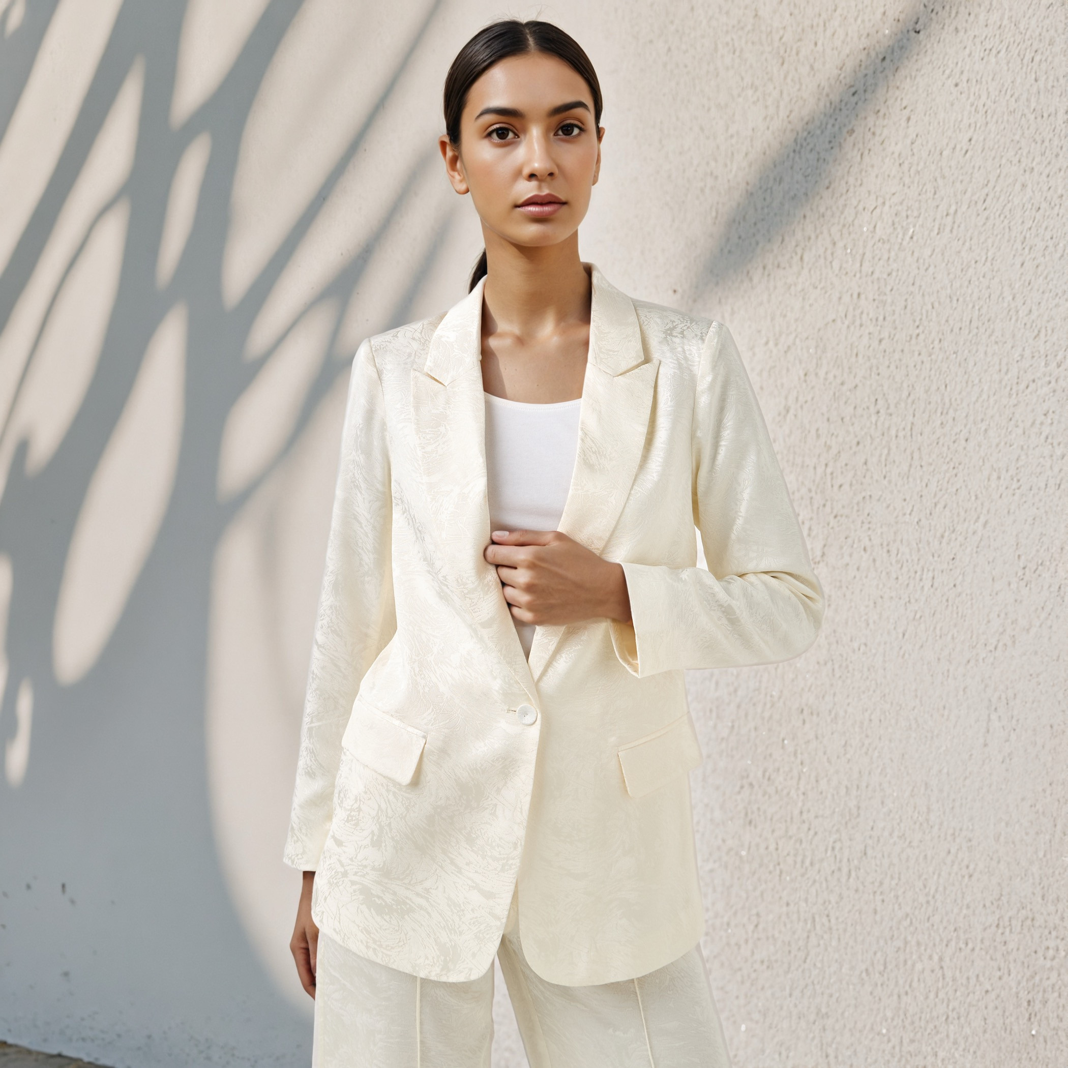جاكيت بليزر جاكار بارز الملمس بياقة مطوية وجيوب-women-clothing-coatsandjackets-blazers-image-5