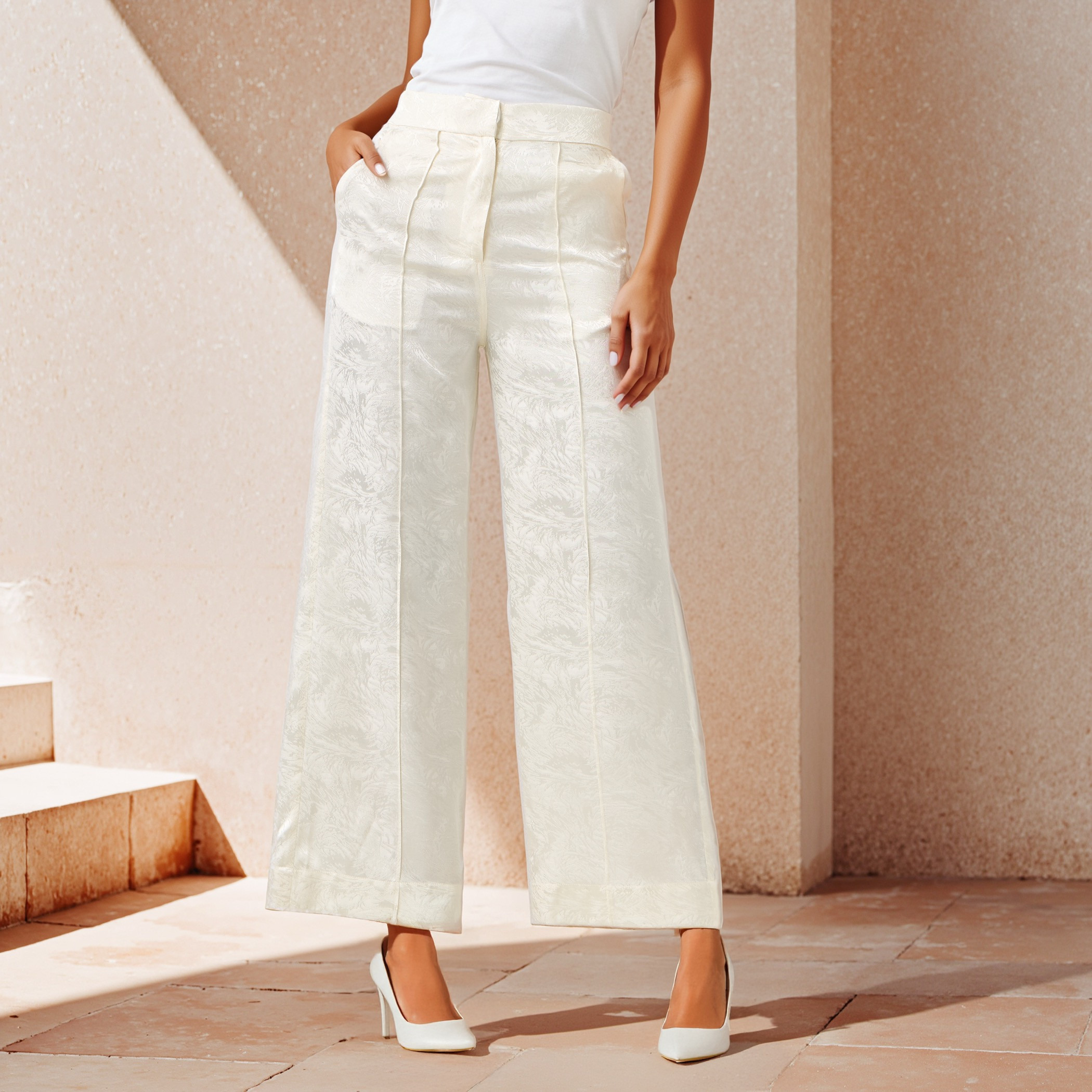 Jacquard Relaxed Fit Pants with Pockets-women-clothing-bottoms-trousers-image-1