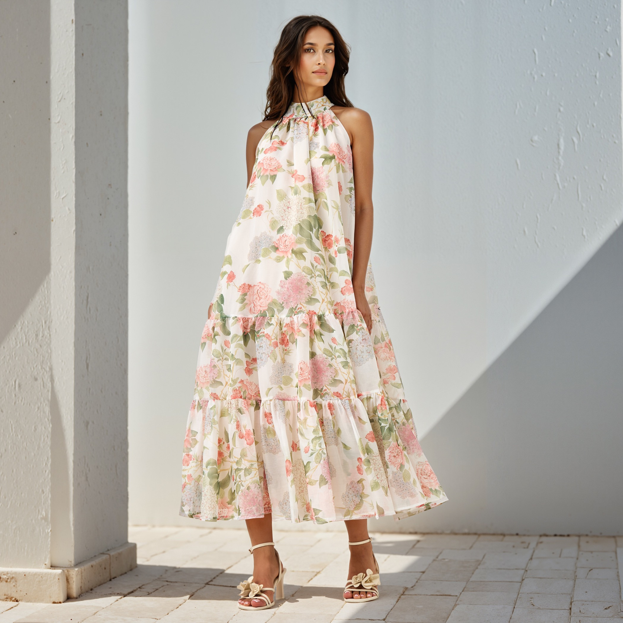 Floral Print Halter Neck Maxi Dress-women-clothing-dresses-image-2