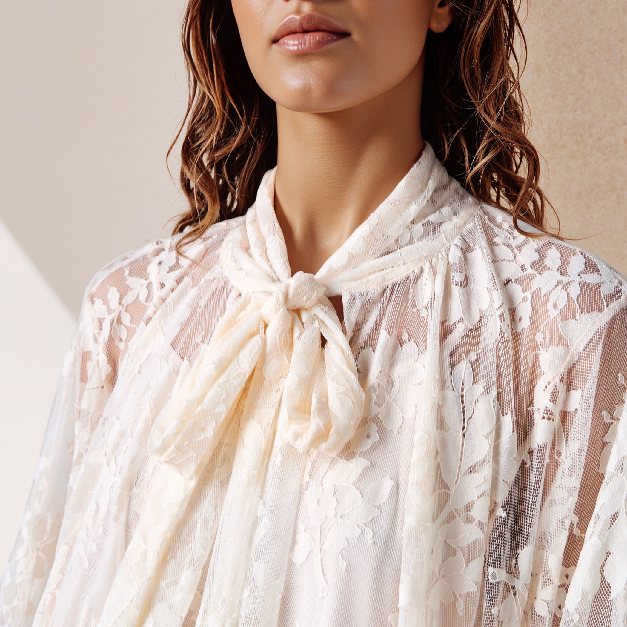 فستان تونيك بياقة رباط وتفاصيل دانتيل-women-clothing-dresses-image-4