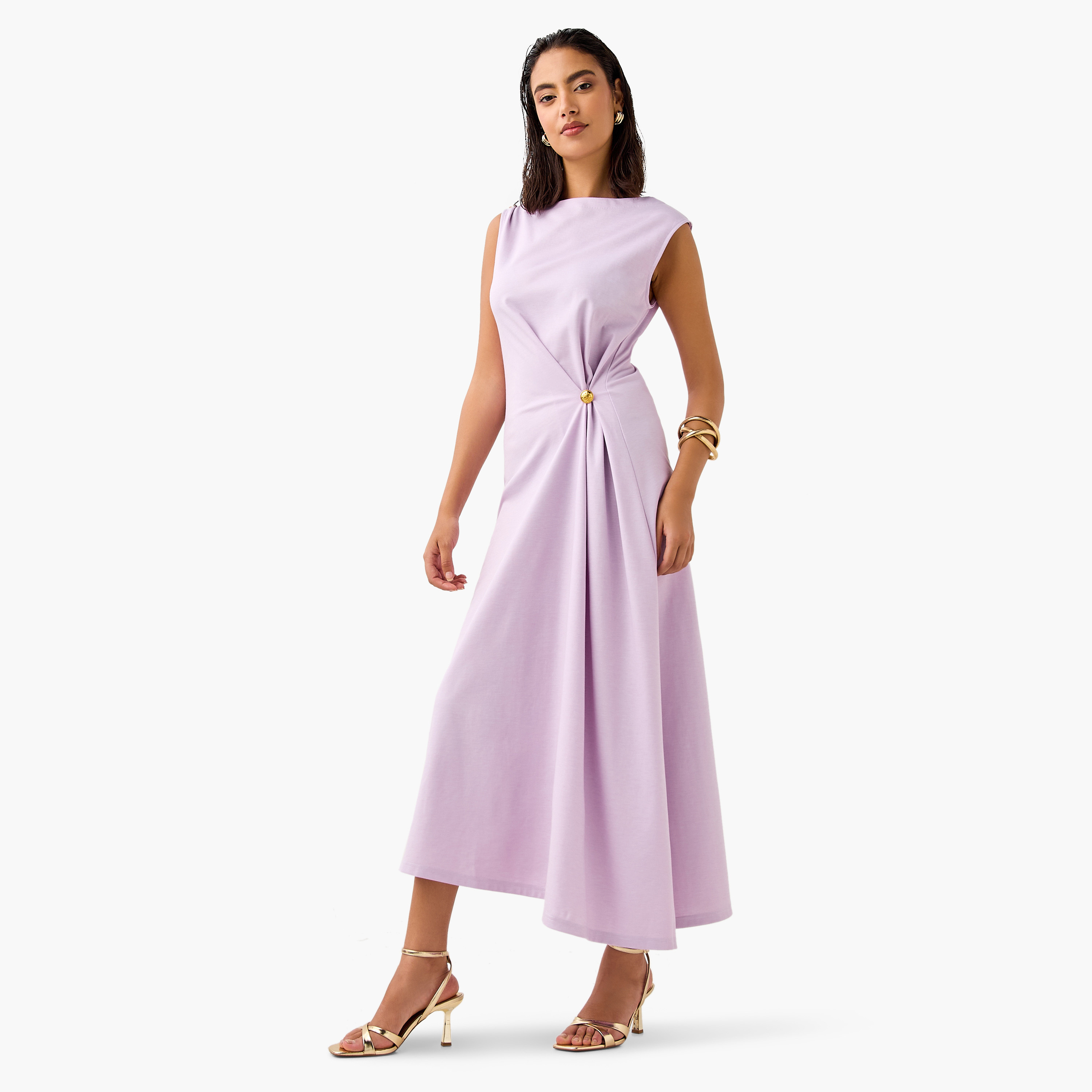 فستان إيه لاين دون أكمام بزينة معدنية وحافة غير متساوية-women-clothing-dresses-image-8