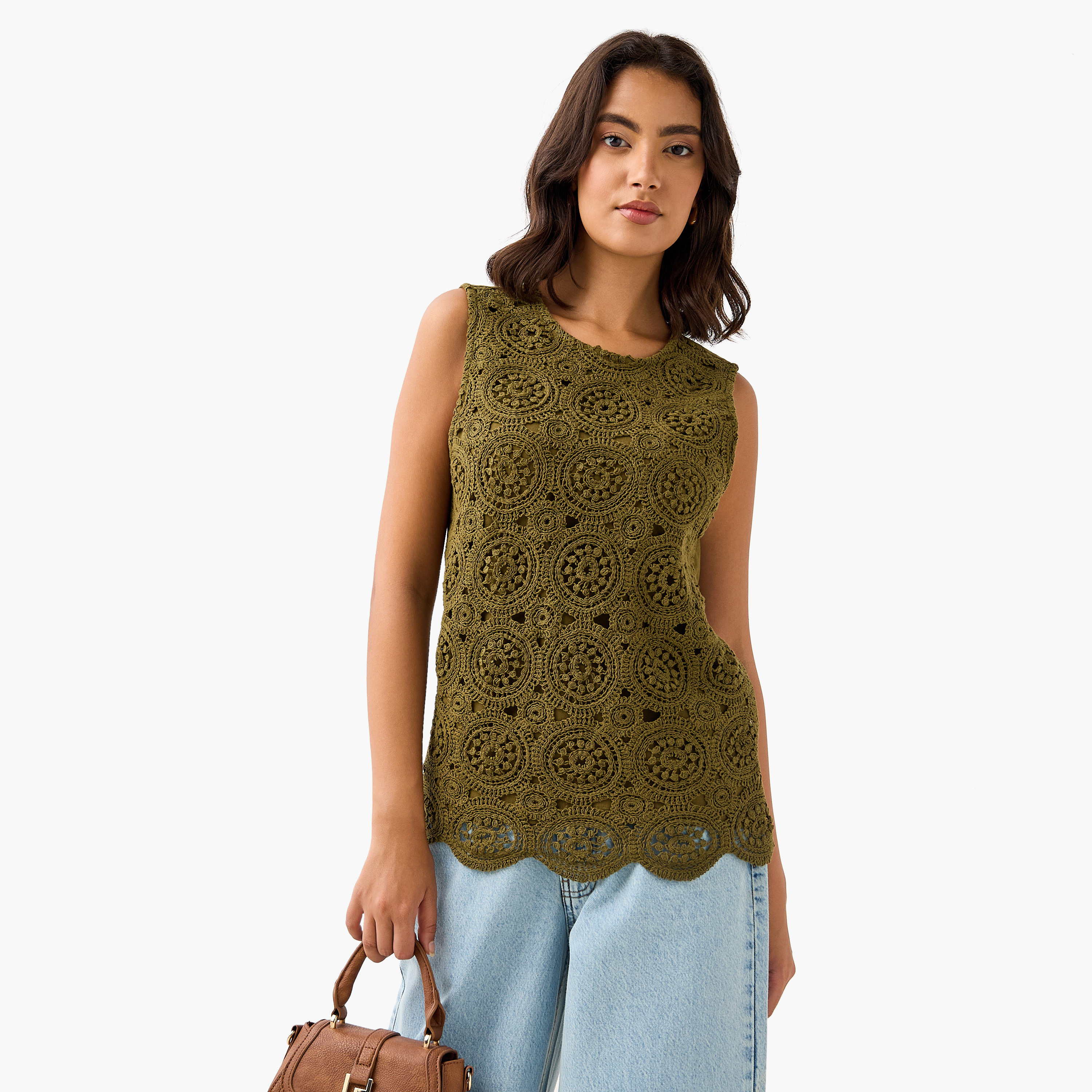 Crochet Detail Sleeveless Cotton Top-women-clothing-shirtsandblouses-blouses-image-1