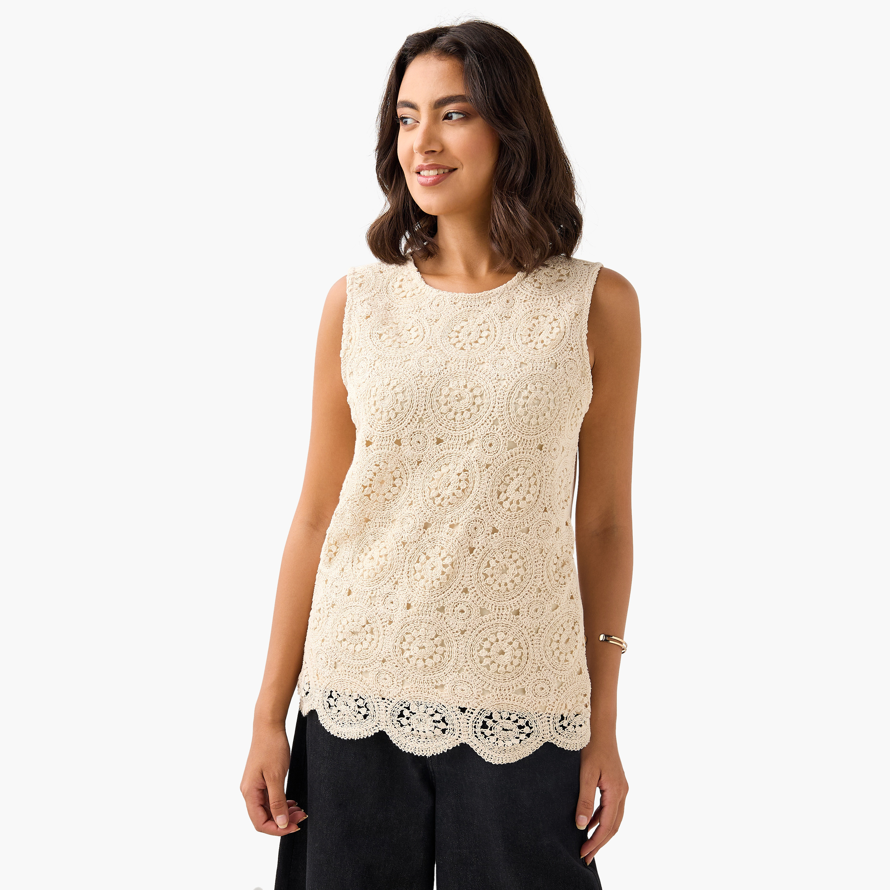 Crochet Detail Sleeveless Cotton Top-women-clothing-shirtsandblouses-blouses-image-1