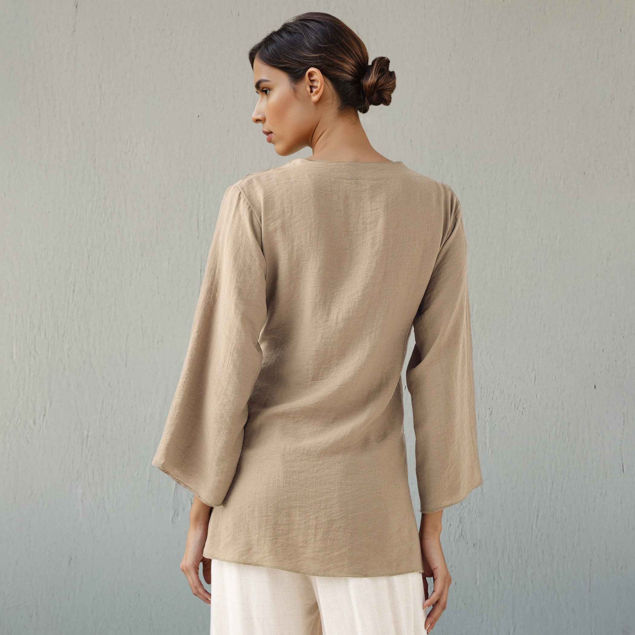 Lapel Collar Linen Blend Wrap Top with Tie-Up Detail-women-clothing-shirtsandblouses-blouses-image-3