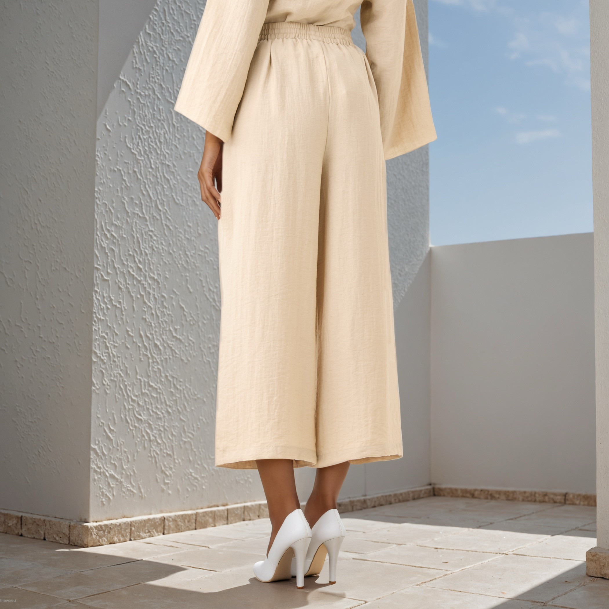 Relaxed Fit Flexi Waist Linen Blend Pants-women-clothing-bottoms-trousers-image-3