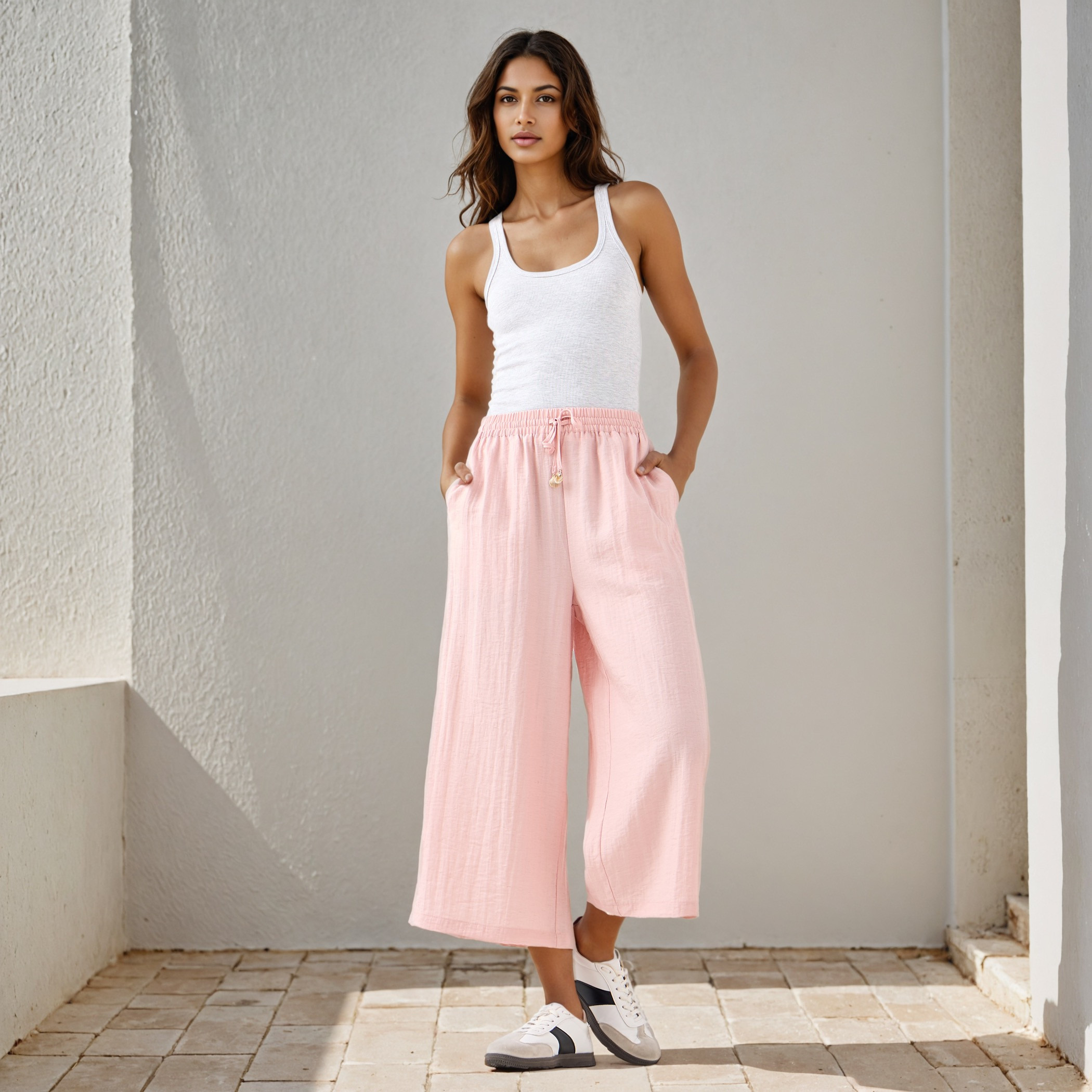 Relaxed Fit Flexi Waist Linen Blend Pants-women-clothing-bottoms-trousers-image-2
