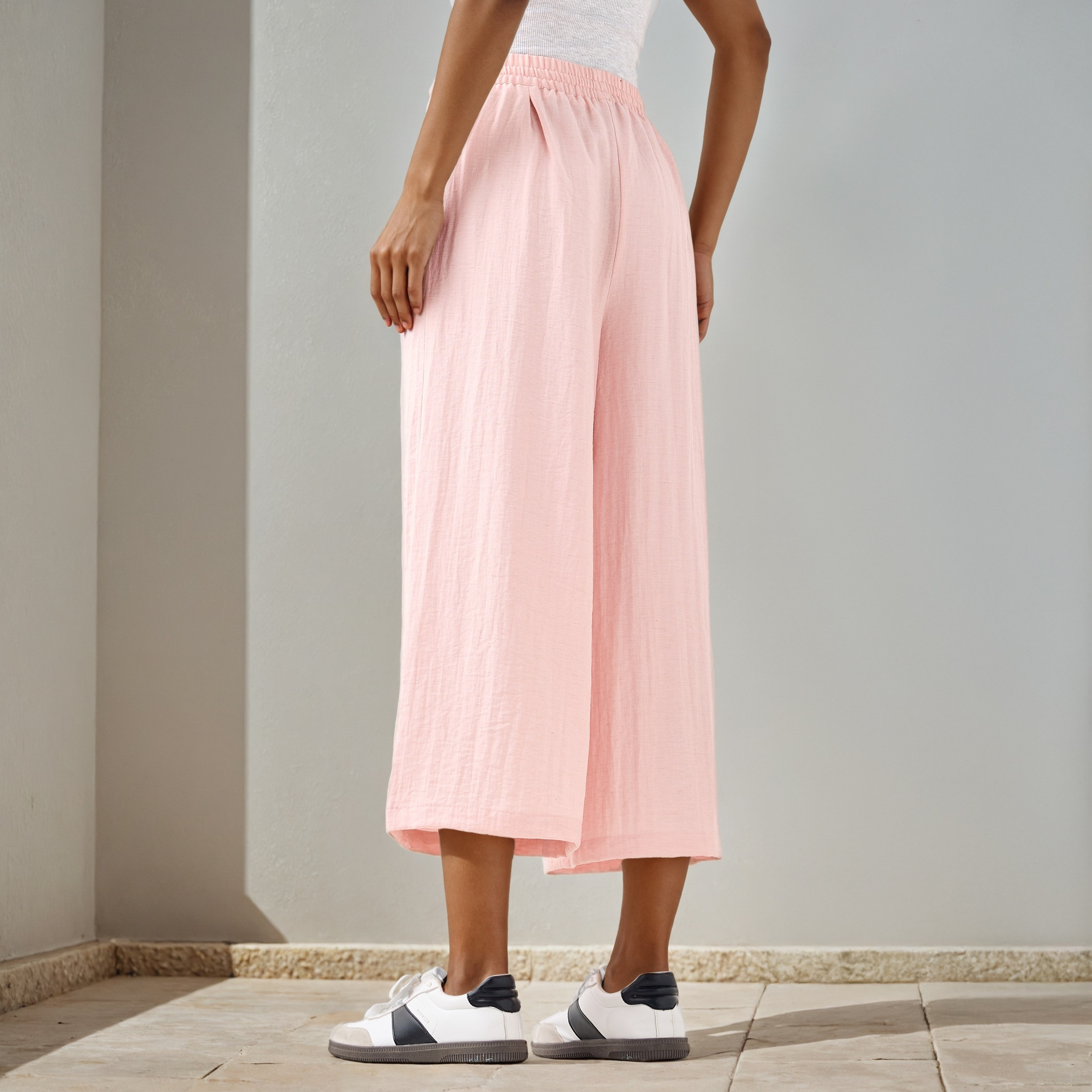 Relaxed Fit Flexi Waist Linen Blend Pants-women-clothing-bottoms-trousers-image-3
