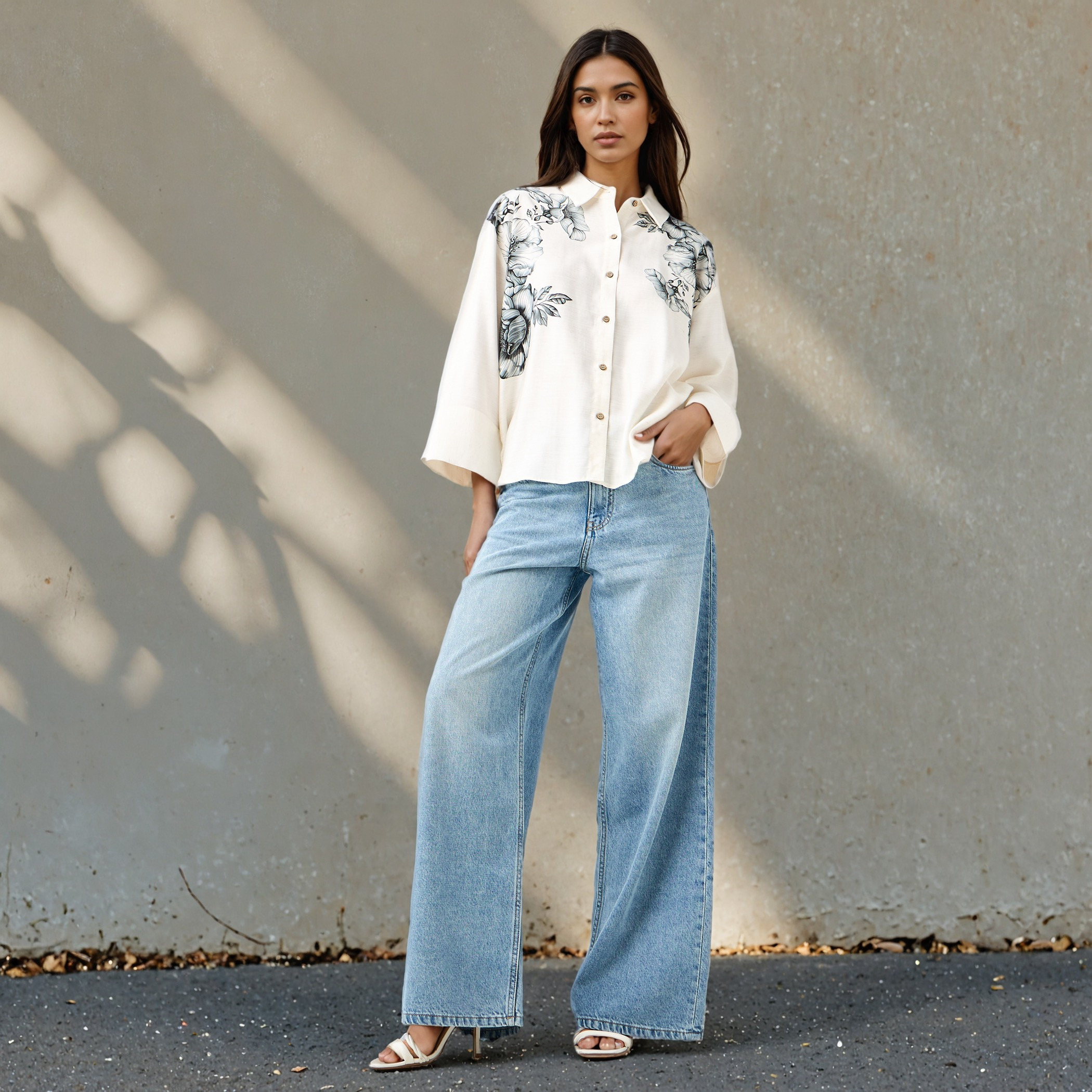 Floral Print Linen Blend Shirt with Long Sleeves-women-clothing-shirtsandblouses-shirts-image-2