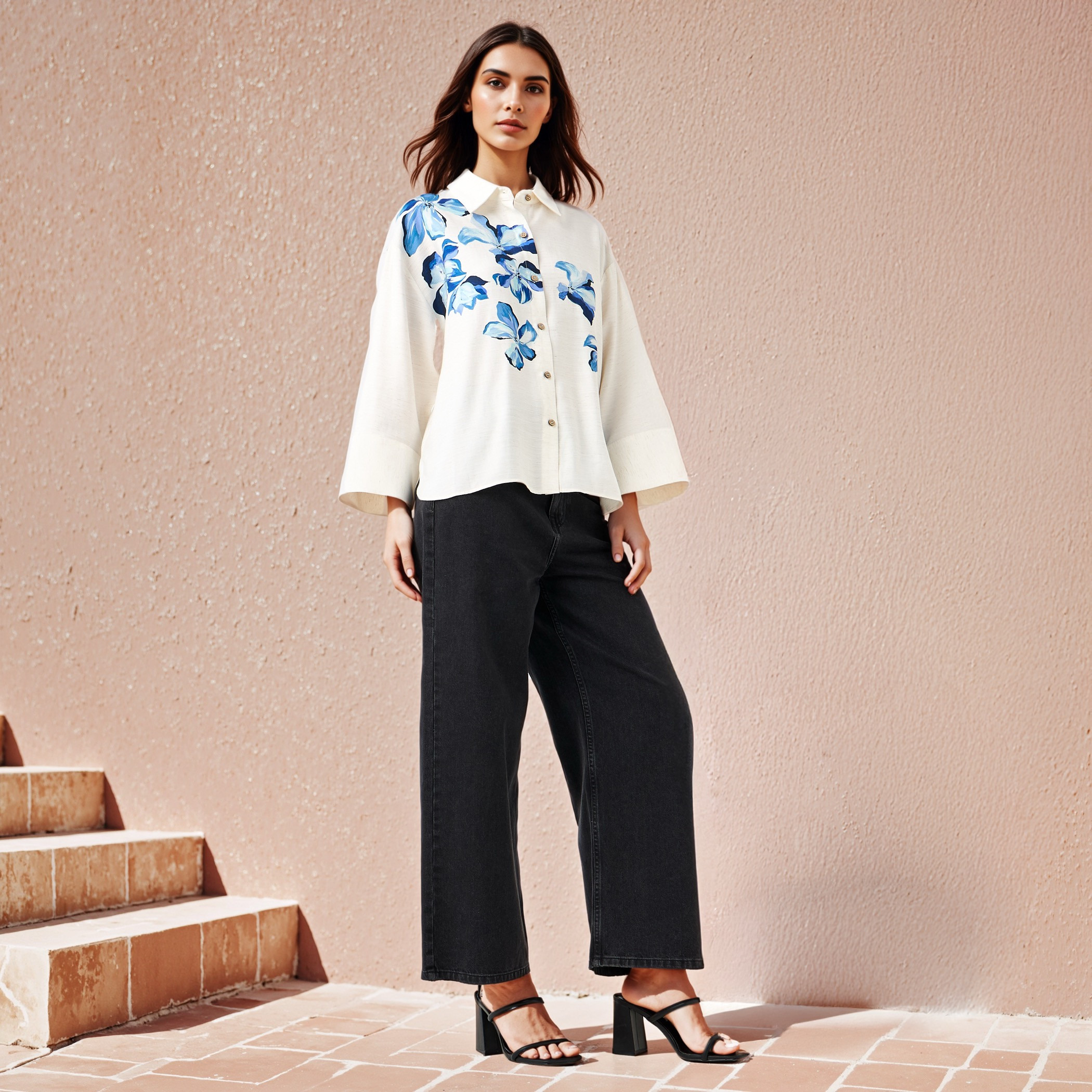 Floral Print Linen Blend Shirt with Long Sleeves-women-clothing-shirtsandblouses-shirts-image-2