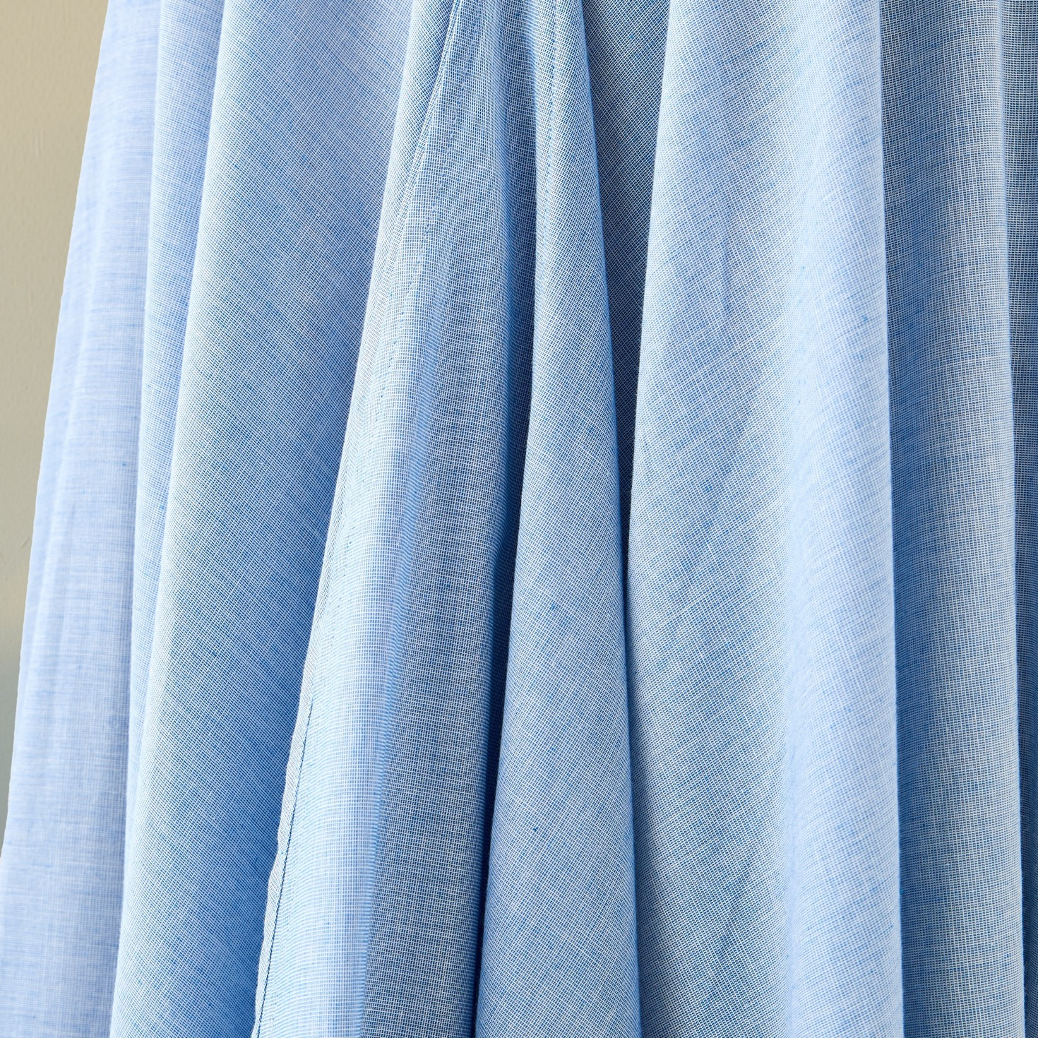 Asymmetric Chambray Midi Cotton Dress with Spaghetti Straps-women-clothing-dresses-image-4