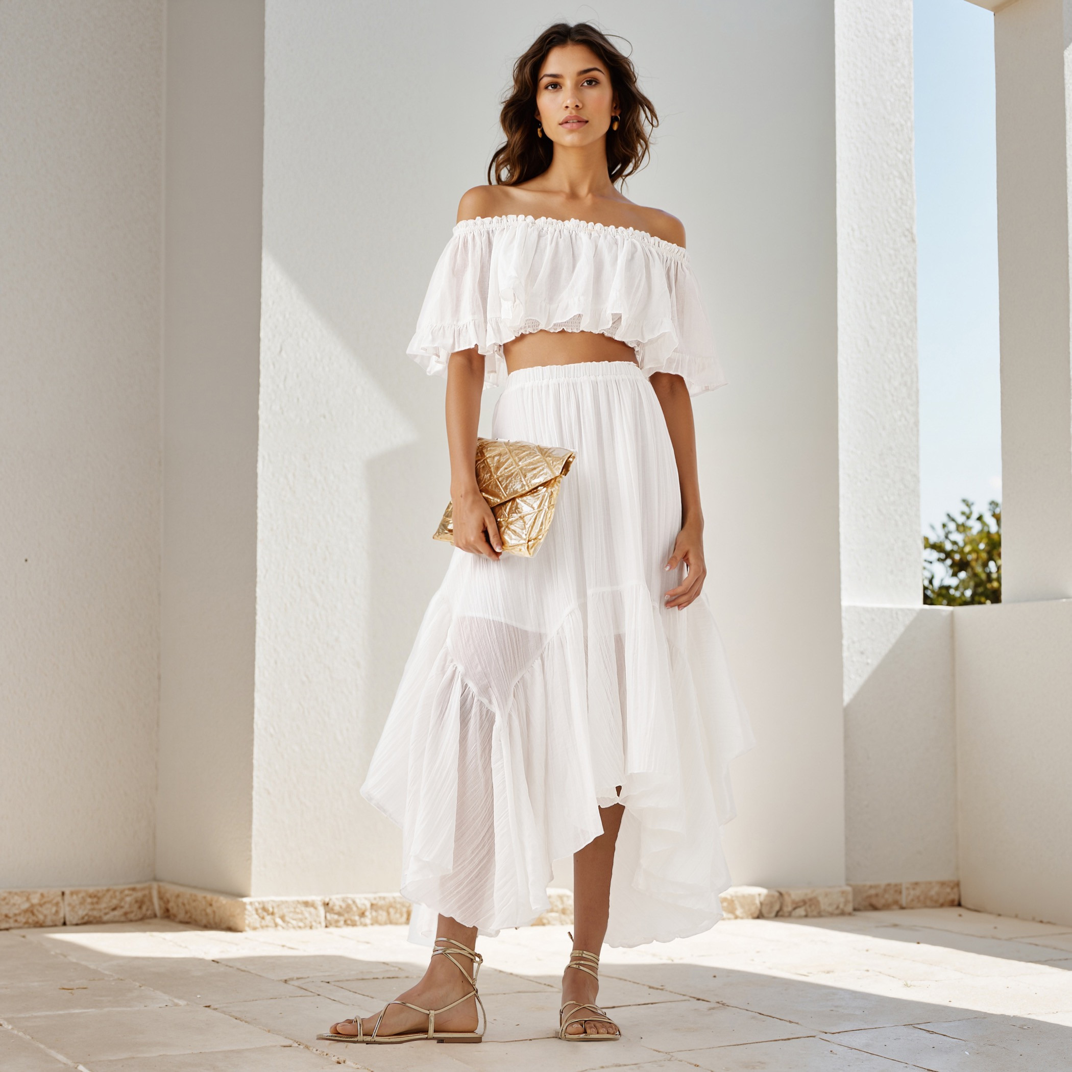 Asymmetrical Midi Skirt with Elasticated Waistband-women-clothing-bottoms-skirts-image-2