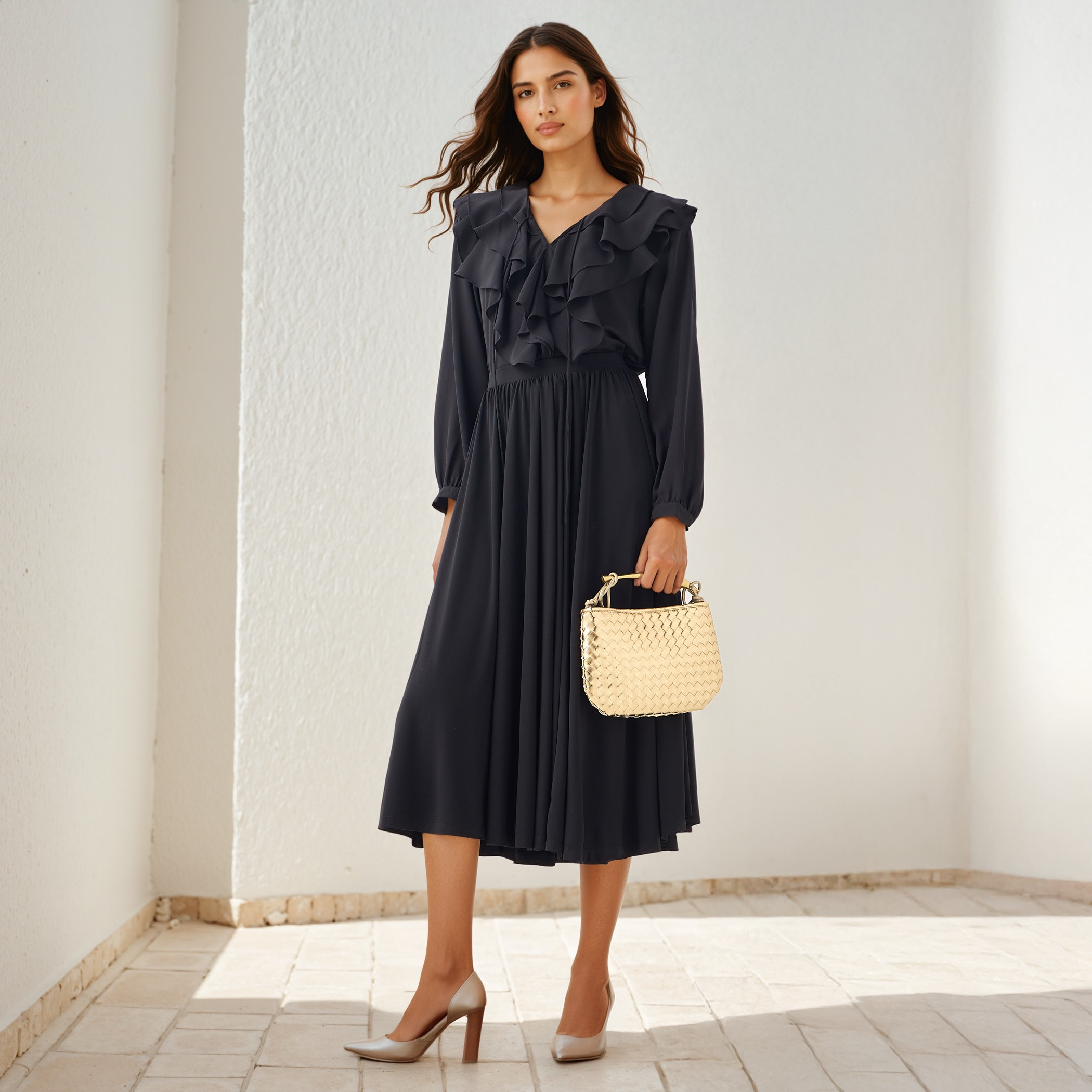 بلوزة بتفاصيل كشكش وبرباط على العنق وأكمام طويلة-women-clothing-shirtsandblouses-blouses-image-8