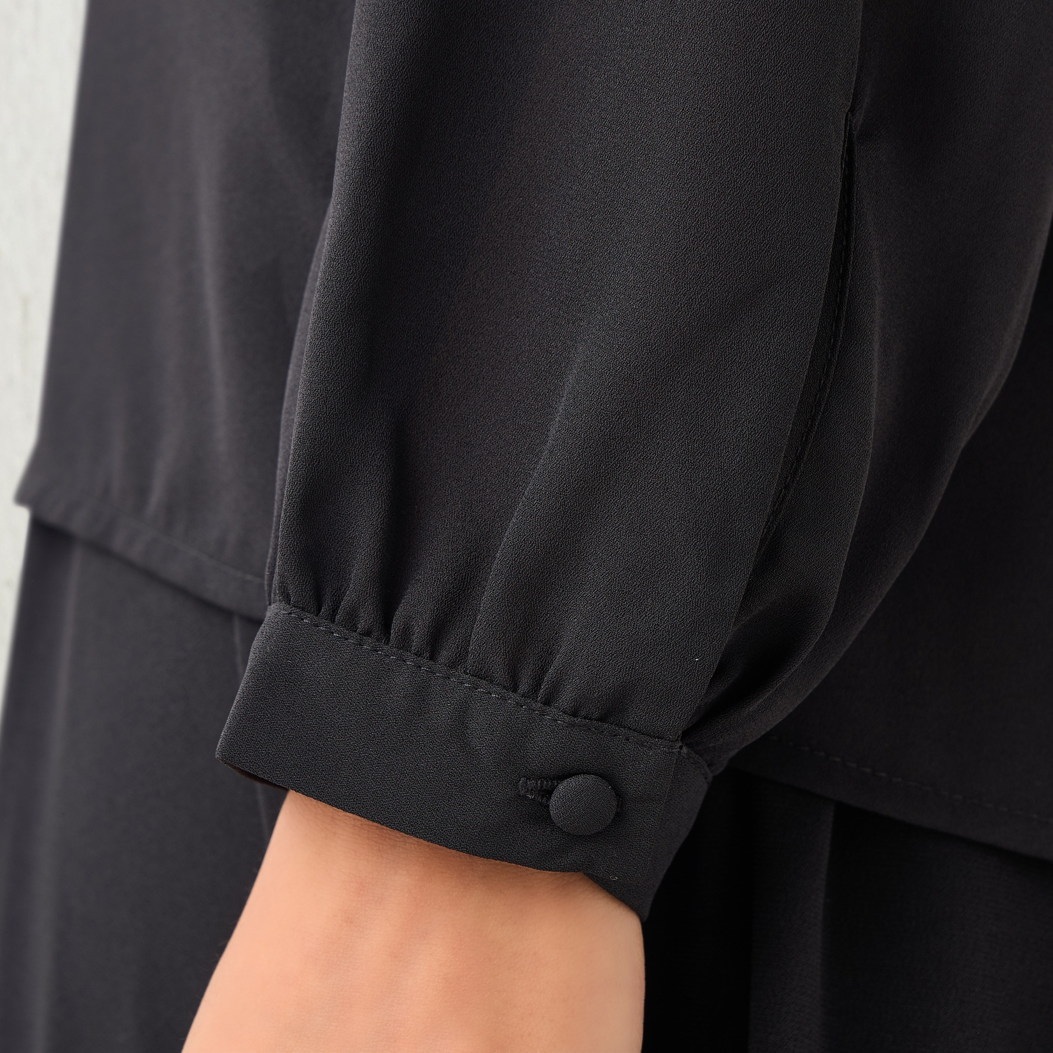 Ruffle Detail Top with Tie-Up Neck and Long Sleeves-women-clothing-shirtsandblouses-blouses-image-4