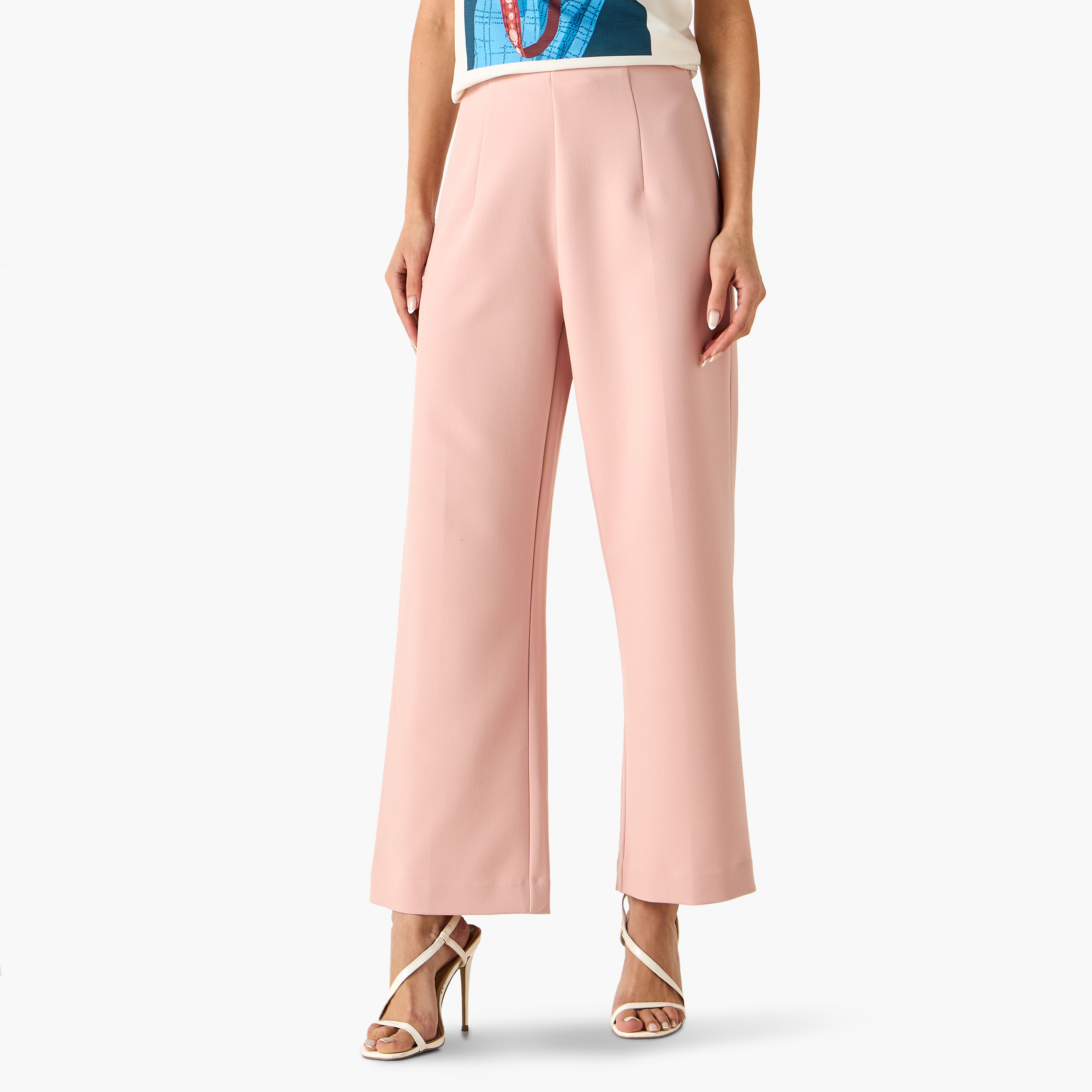 Pleated Trousers with Zip Closure-women-clothing-bottoms-trousers-image-1