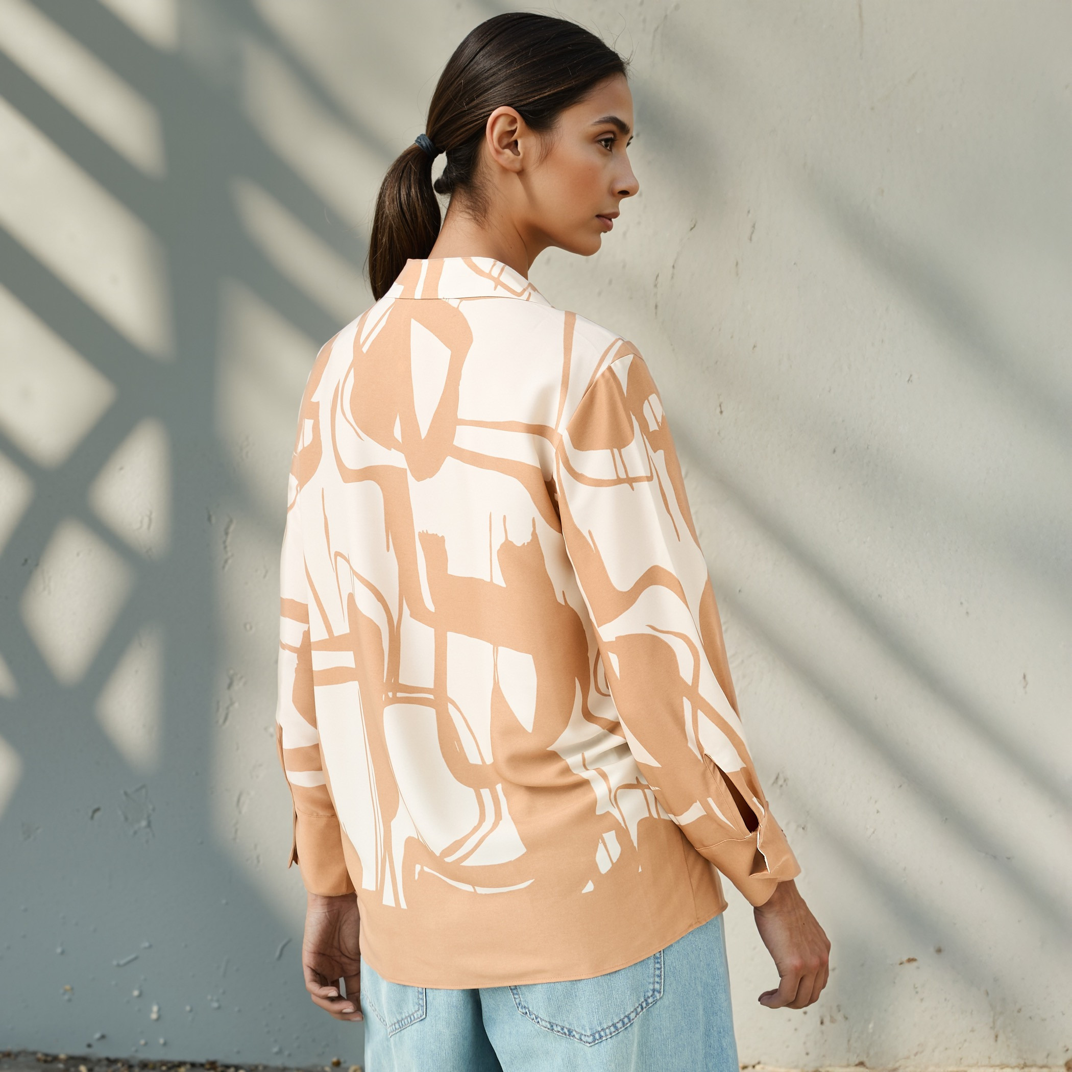 Regular Fit Printed Collared Satin Shirt-women-clothing-shirtsandblouses-shirts-image-3