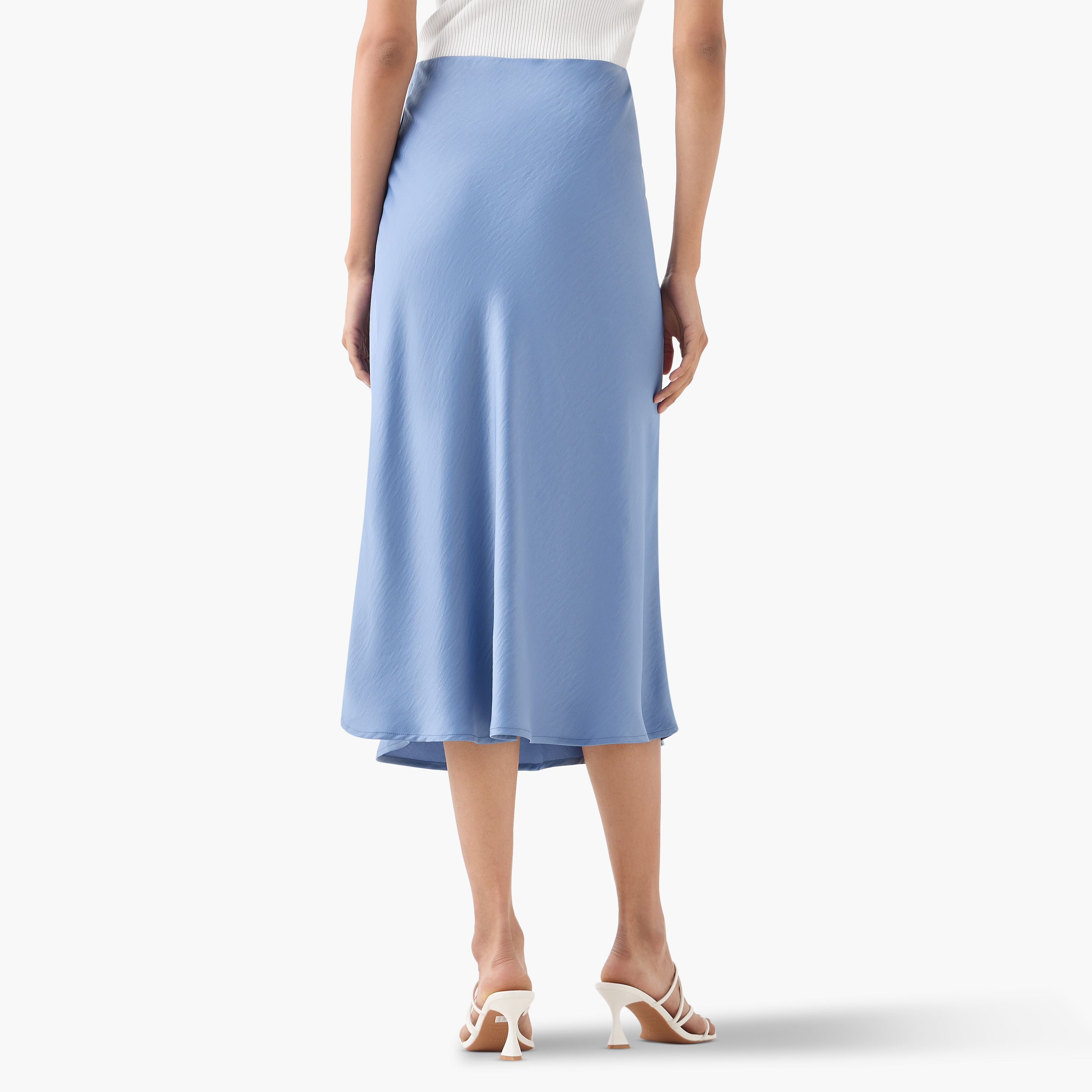 Textured Flared Skirt with Elasticated Waistband-women-clothing-bottoms-skirts-image-3