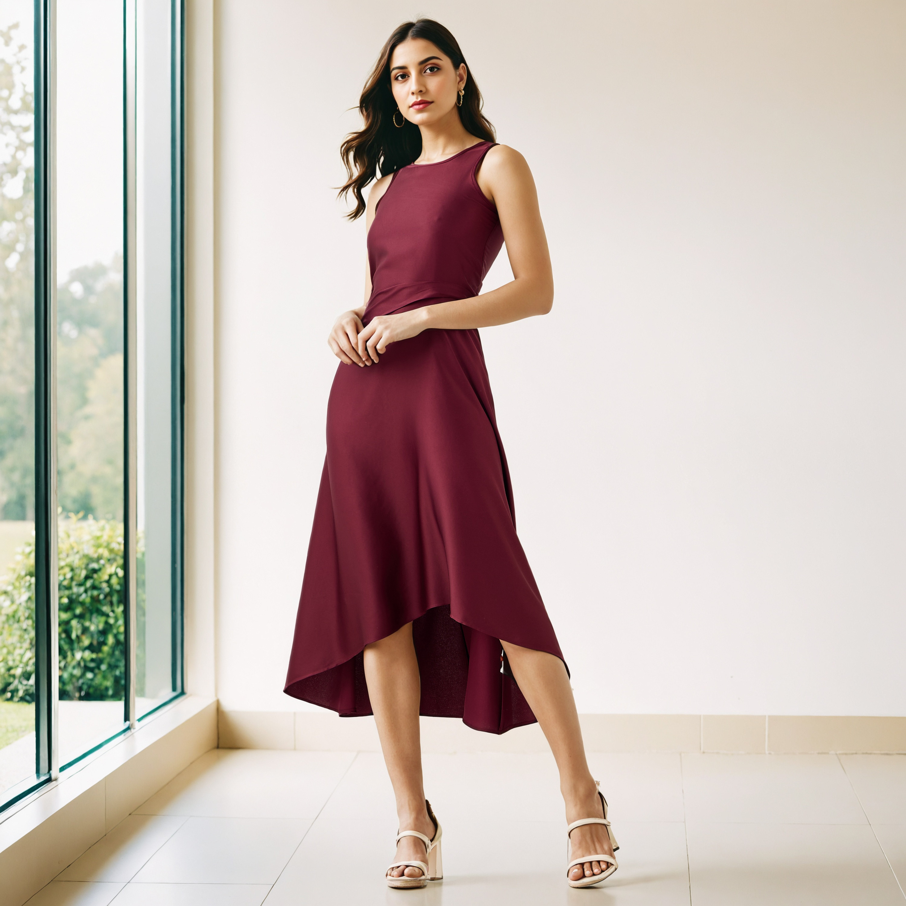 Asymmetric Sleeveless Satin Dress-women-clothing-dresses-image-1