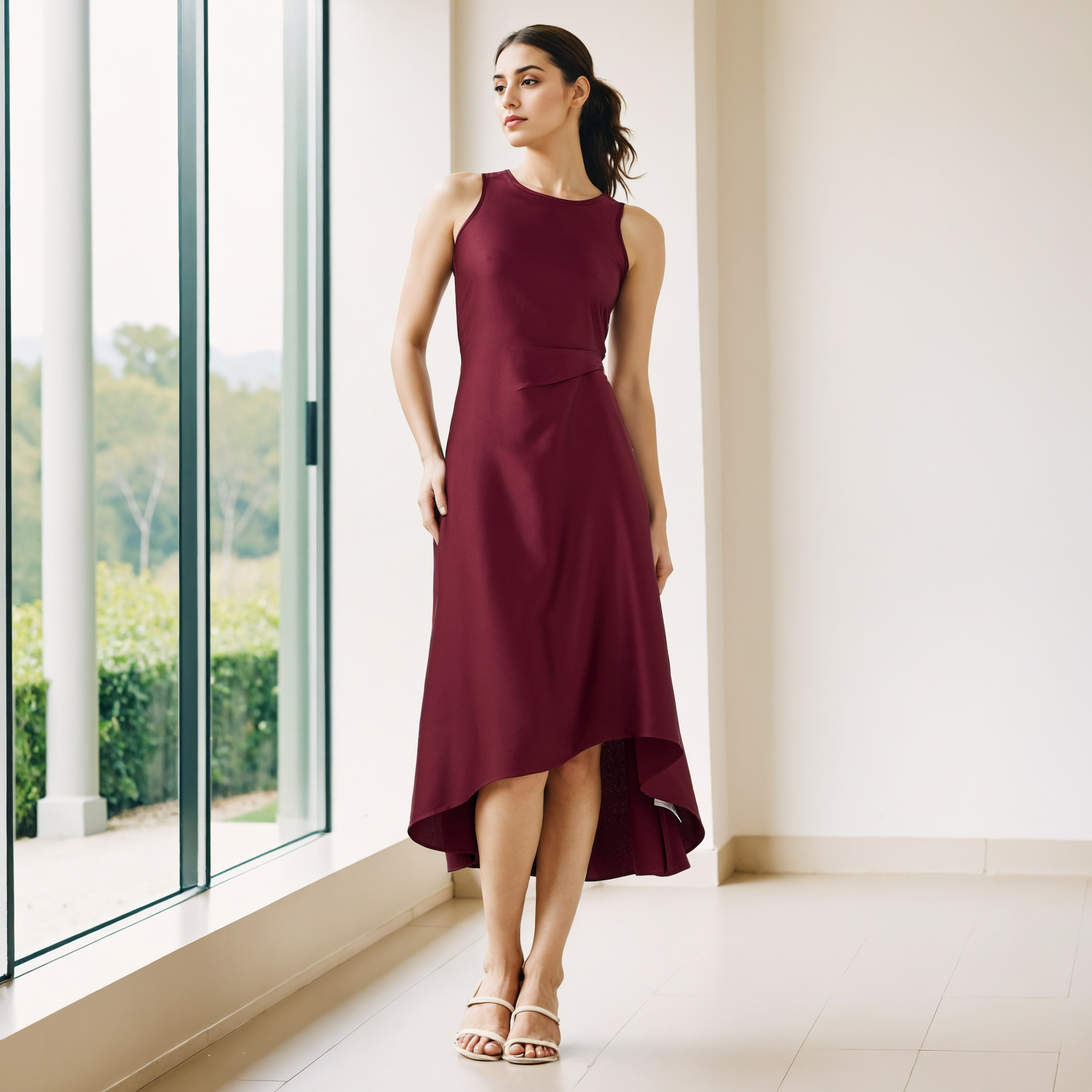 Asymmetric Sleeveless Satin Dress-women-clothing-dresses-image-2