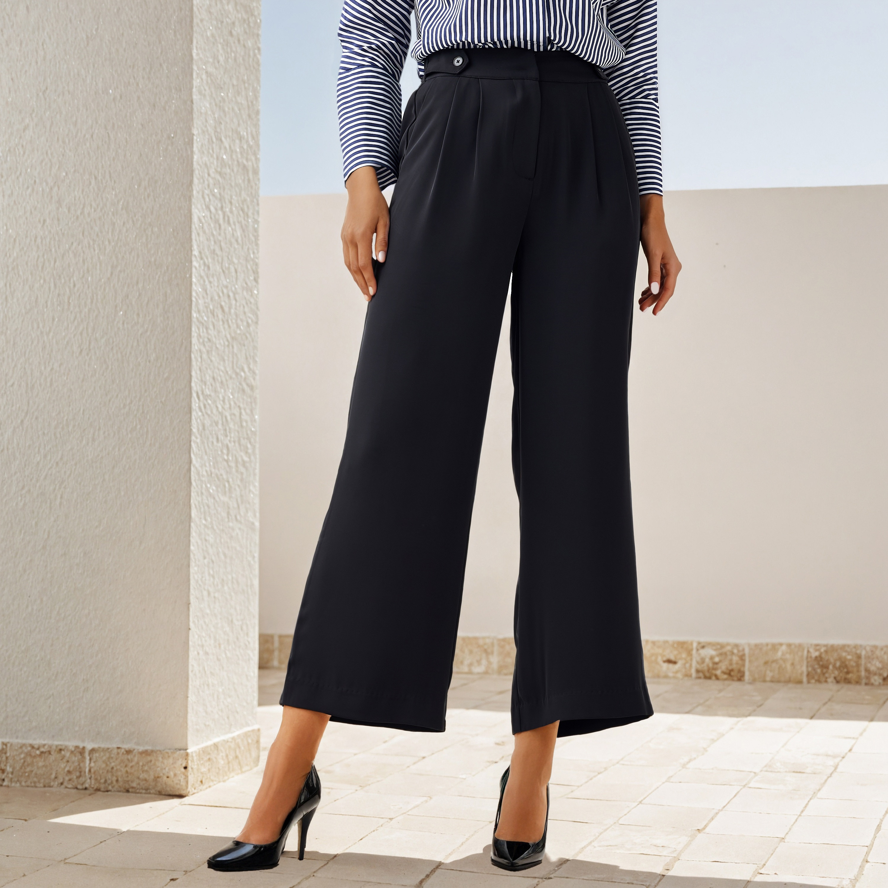 Pleated Regular Fit Trousers-women-clothing-bottoms-trousers-image-1