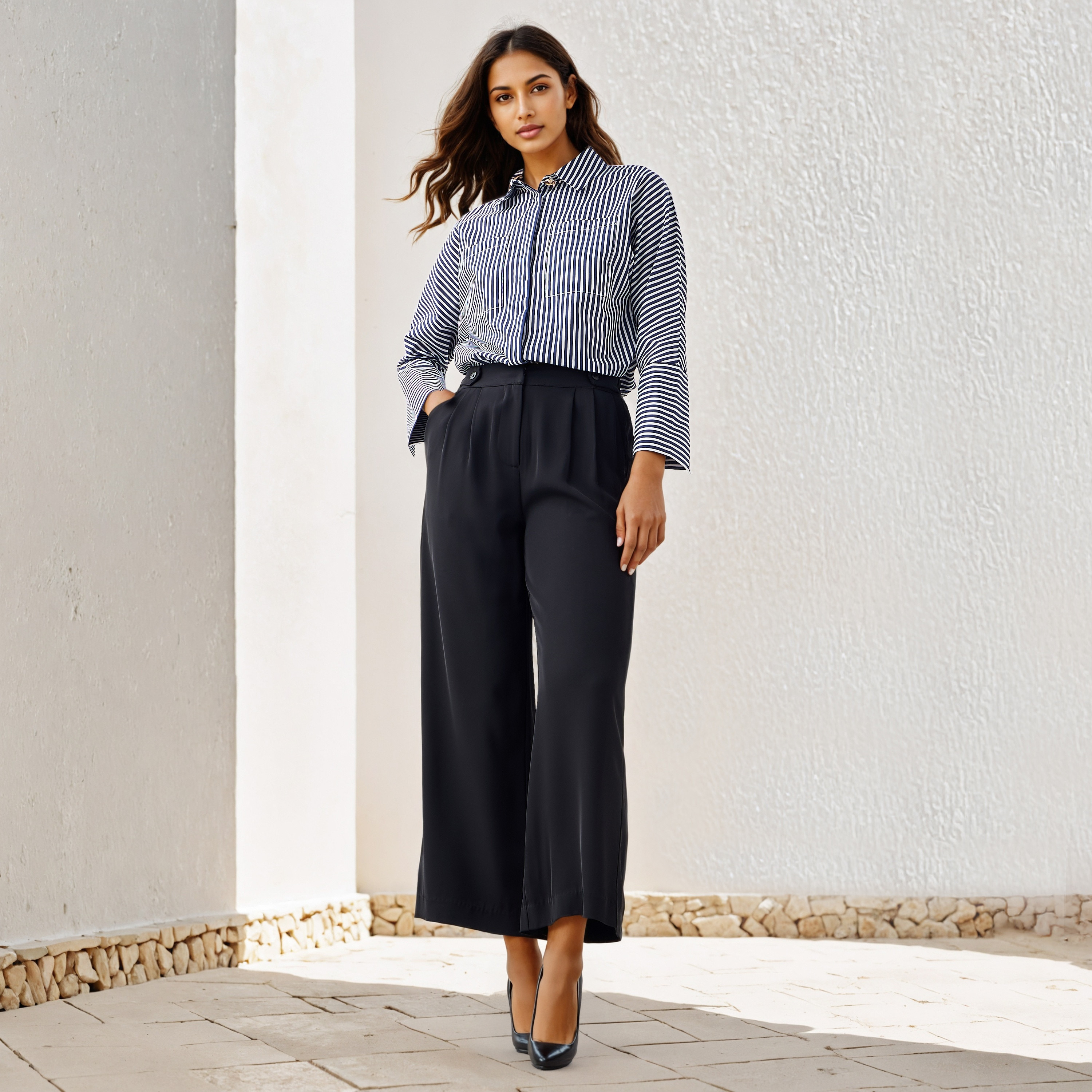 Pleated Regular Fit Trousers-women-clothing-bottoms-trousers-image-2