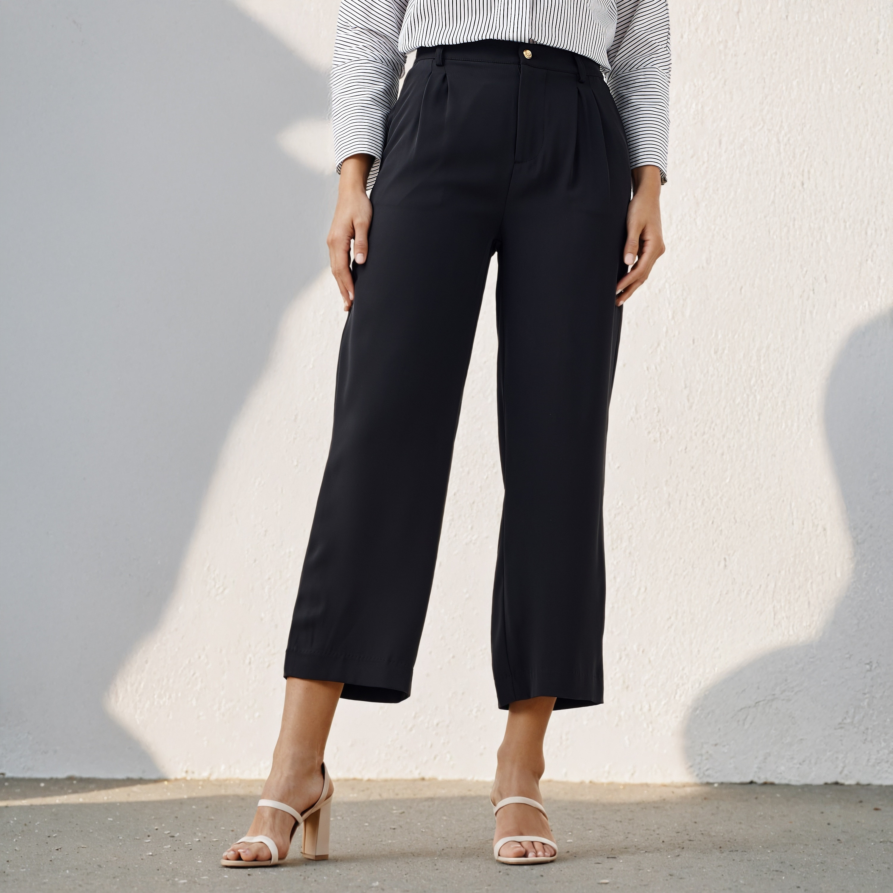 Pleated Regular Fit Trousers-women-clothing-bottoms-trousers-image-1