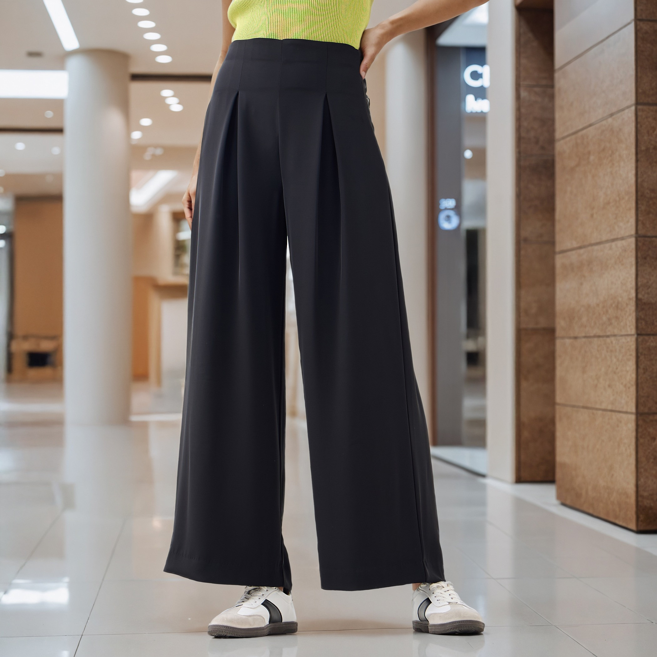 Inverted Pleat Wide-Leg Pants with Zip Closure-women-clothing-bottoms-trousers-image-1