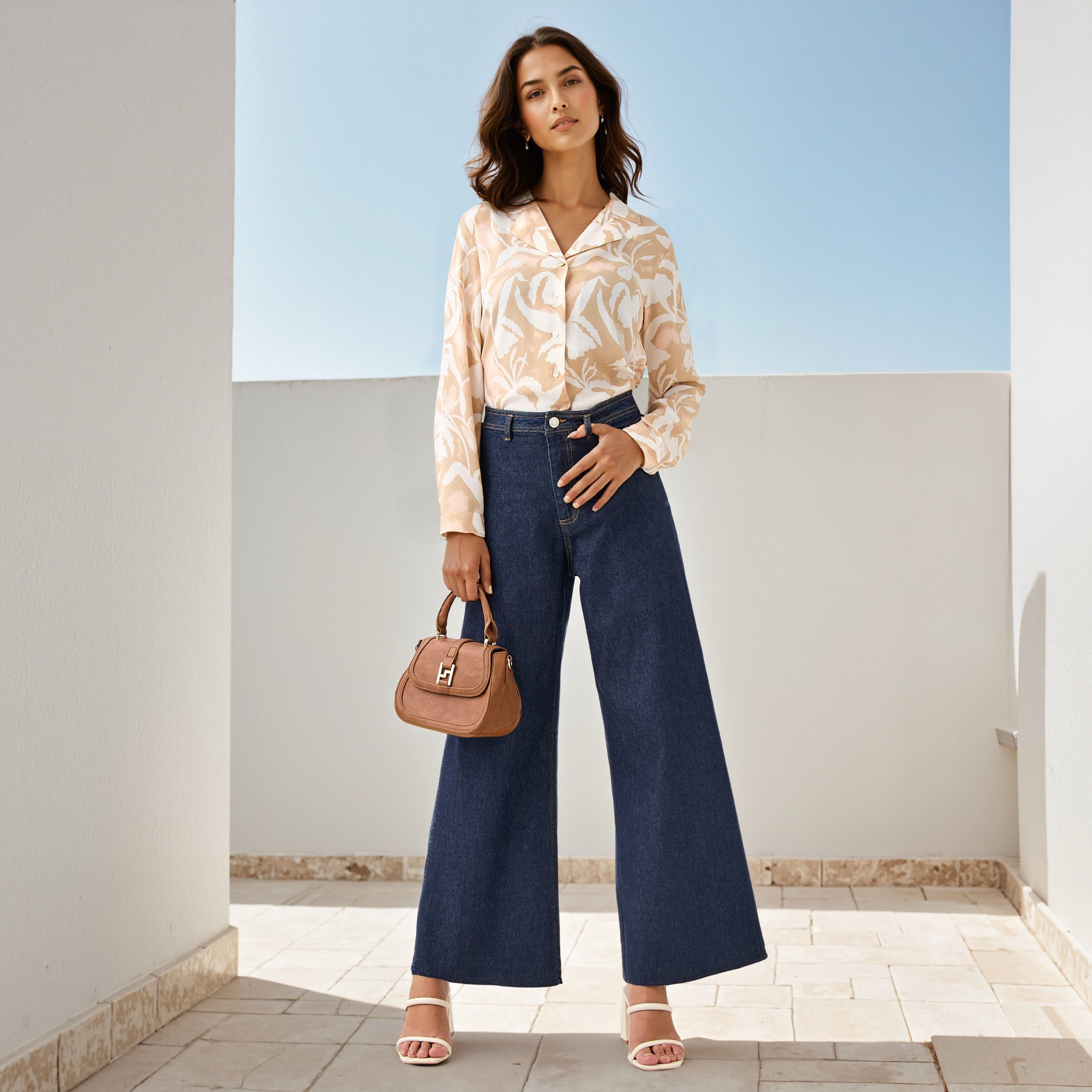 All-Over Print Shirt with Lapel Collar-women-clothing-shirtsandblouses-shirts-image-2