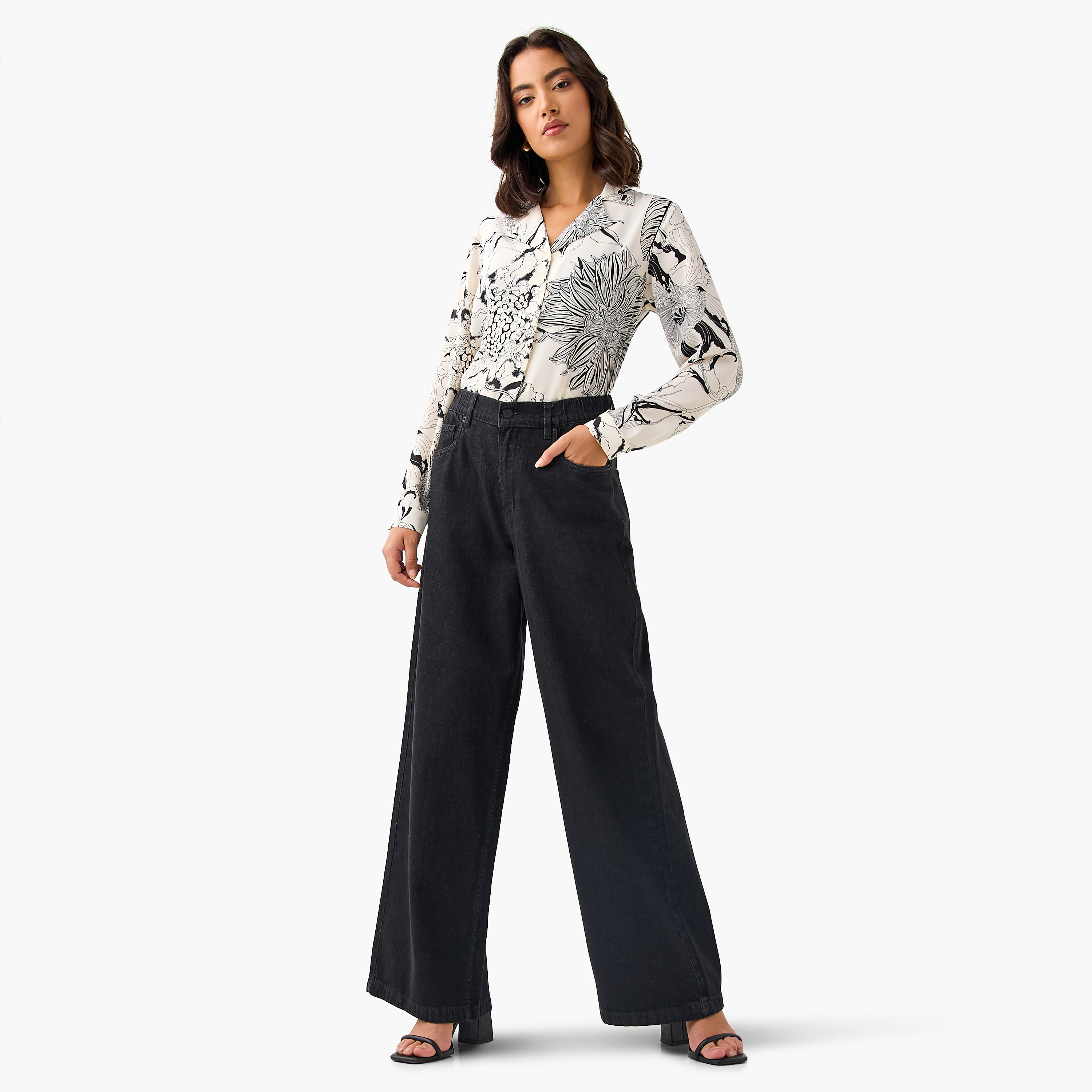 Floral Print Shirt with Lapel Collar-women-clothing-shirtsandblouses-shirts-image-2