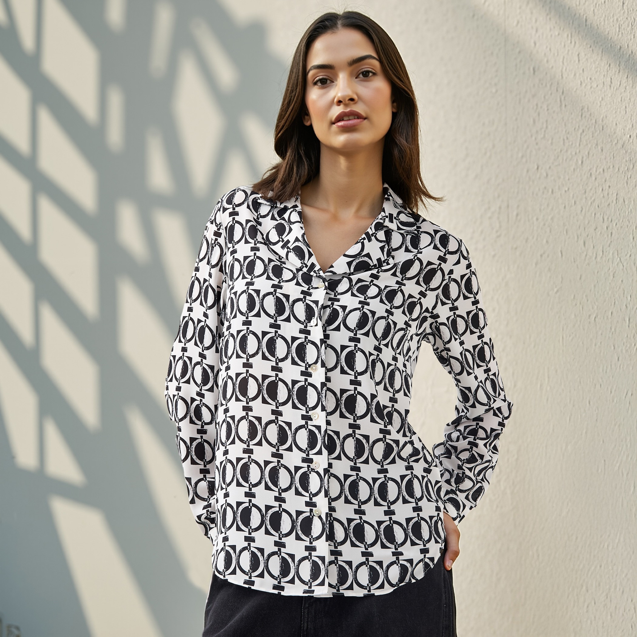 All-Over Print Shirt with Lapel Collar-women-clothing-shirtsandblouses-shirts-image-3