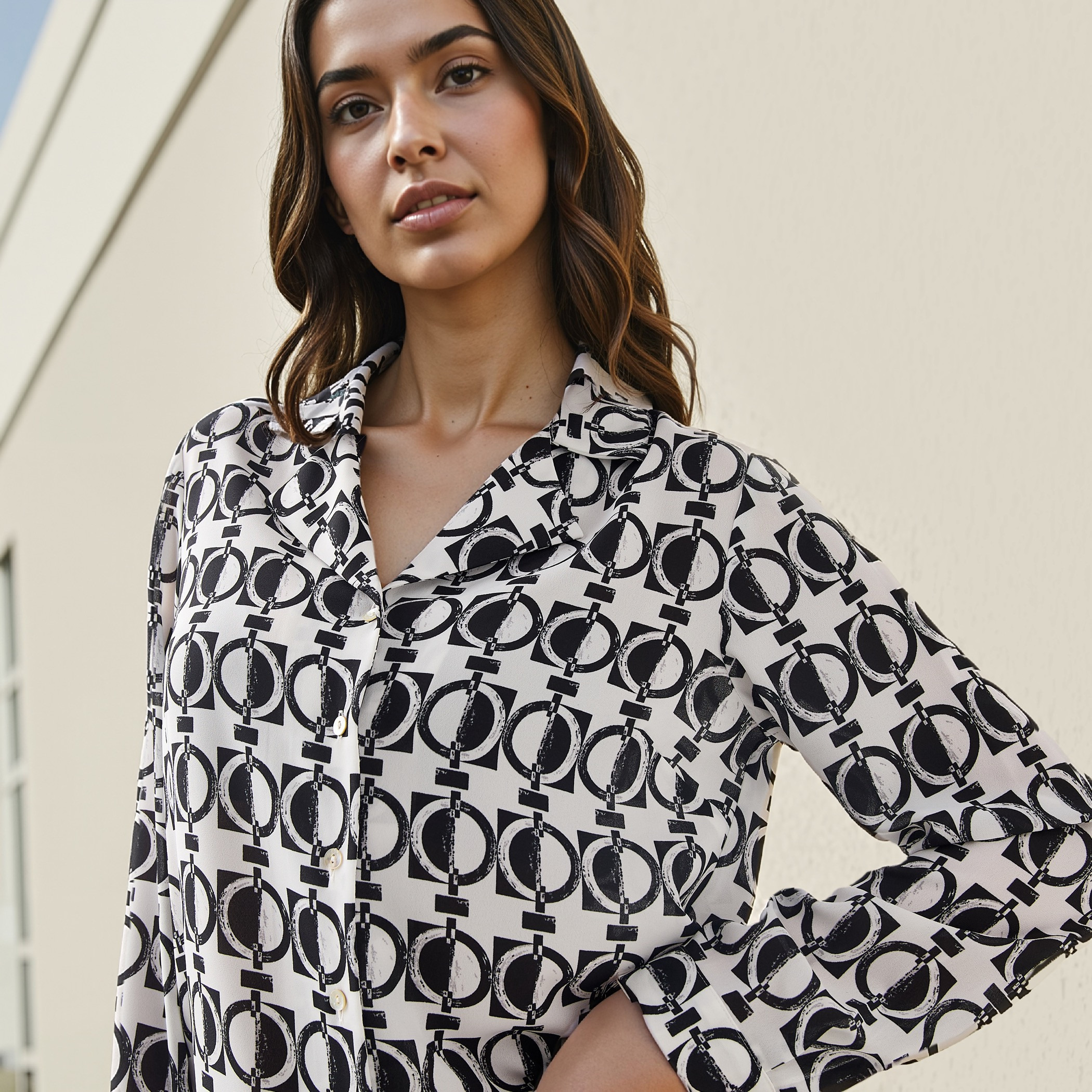 All-Over Print Shirt with Lapel Collar-women-clothing-shirtsandblouses-shirts-image-6