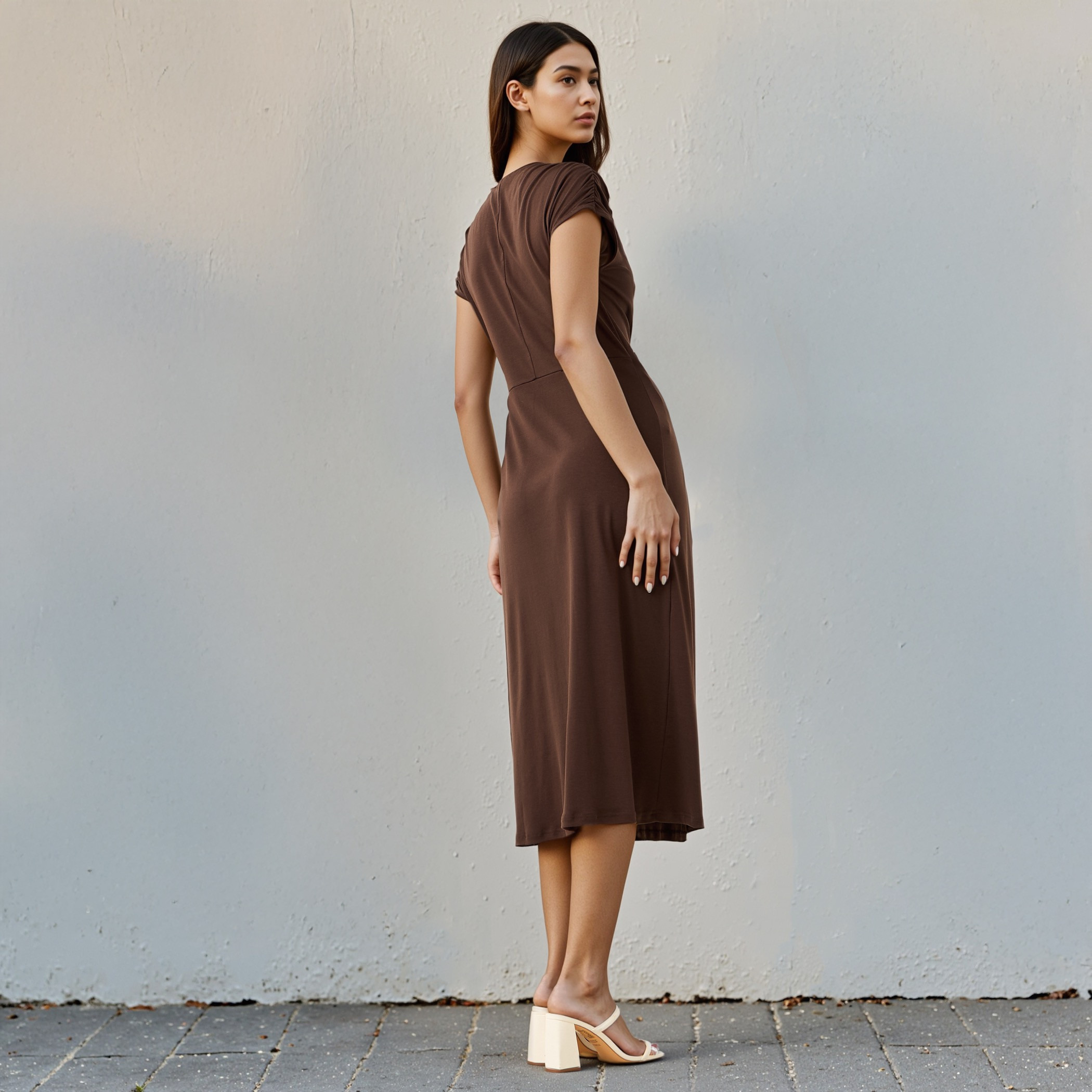 V-Neck Wrap Dress with Side Knot-women-clothing-dresses-image-3