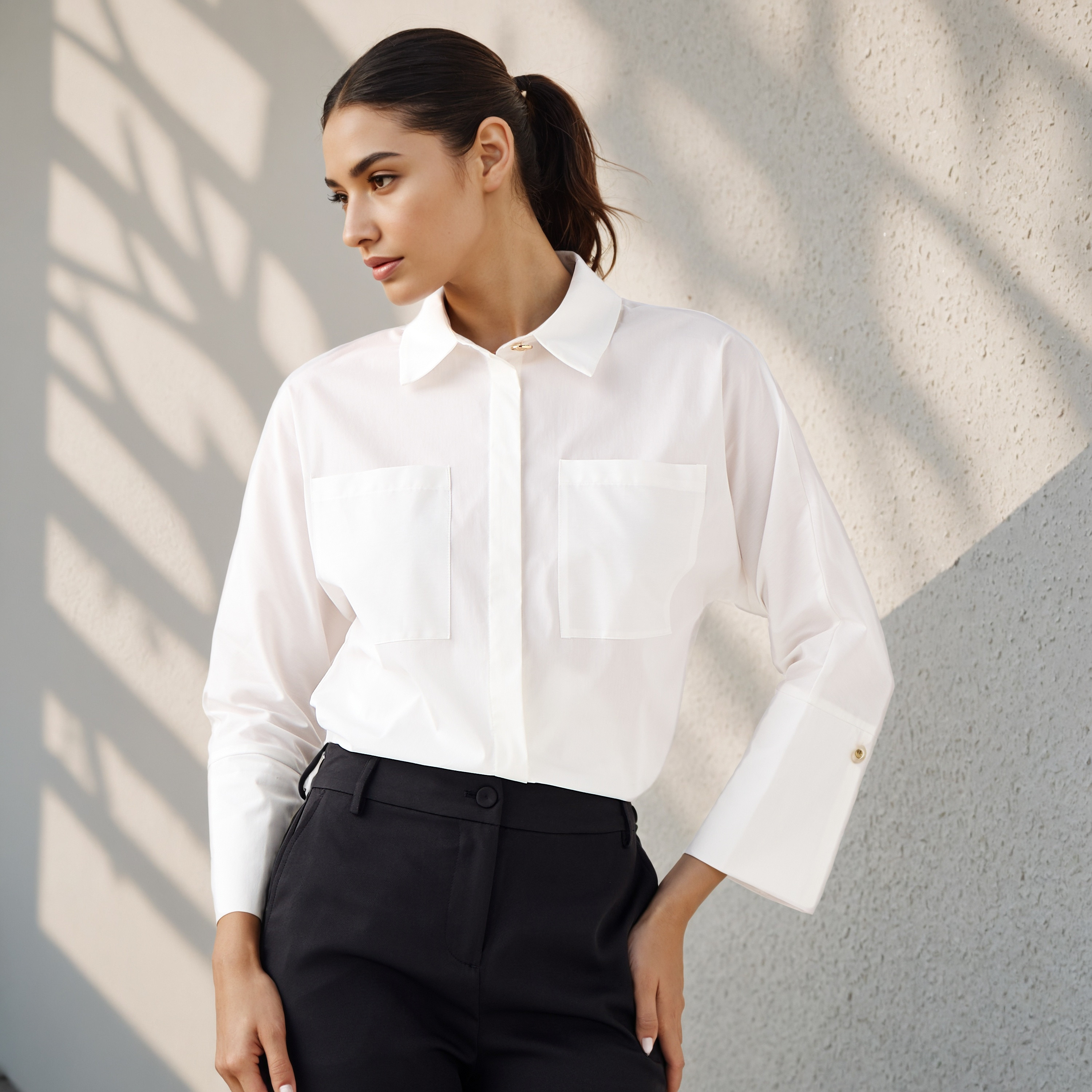 Regular Fit Shirt with Chest Pockets-women-clothing-shirtsandblouses-shirts-image-1