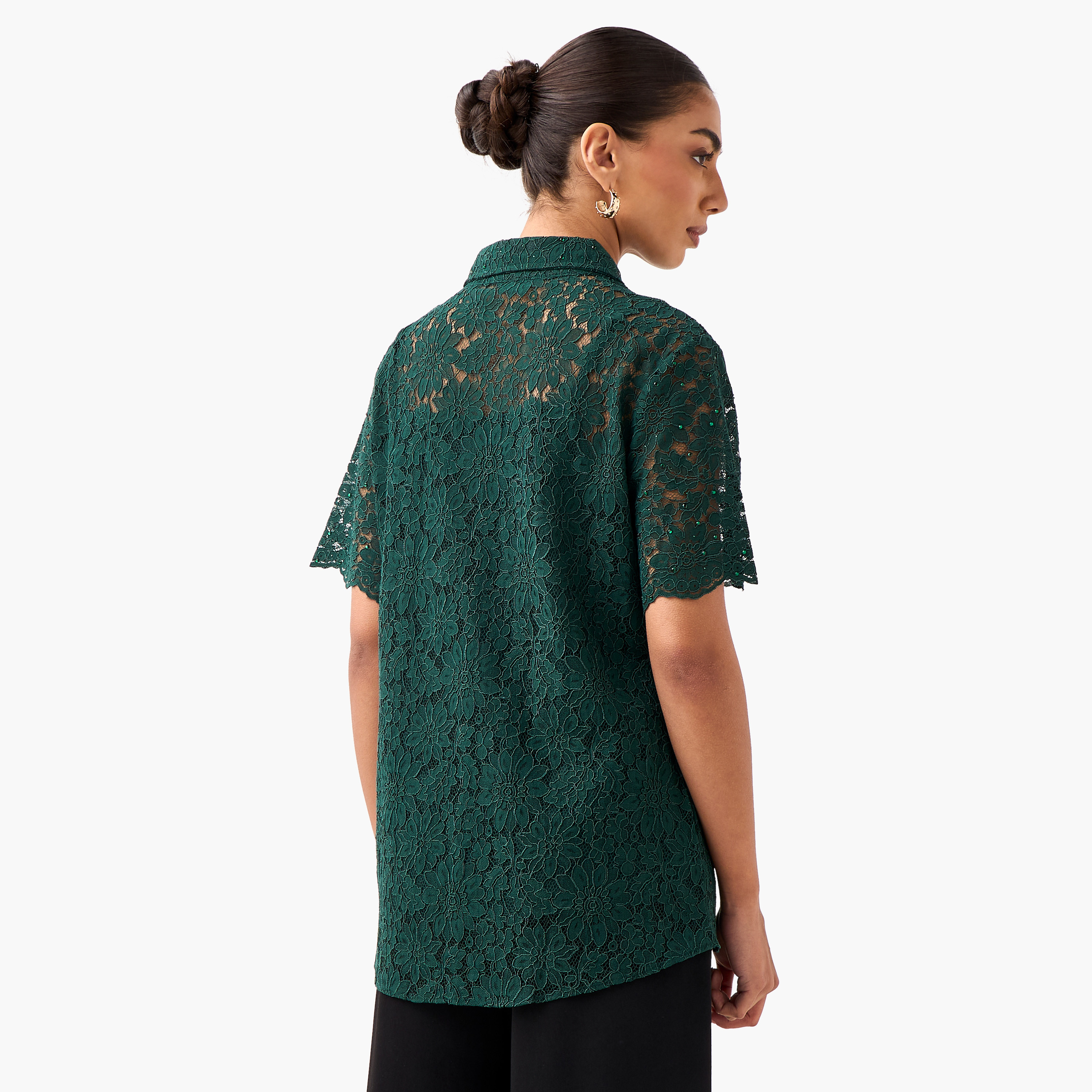Regular Fit Lace Shirt with Collar-women-clothing-shirtsandblouses-shirts-image-4