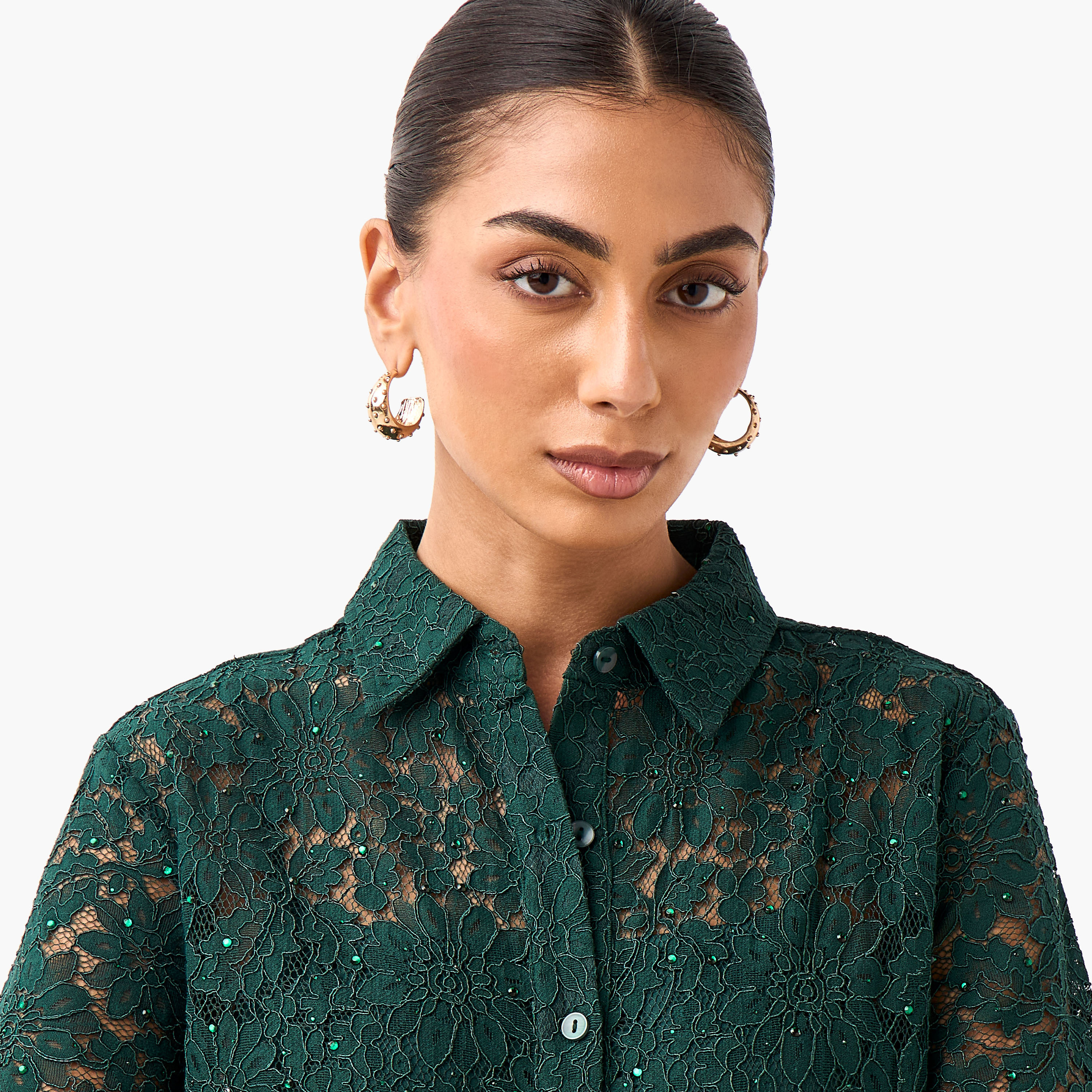 Regular Fit Lace Shirt with Collar-women-clothing-shirtsandblouses-shirts-image-6