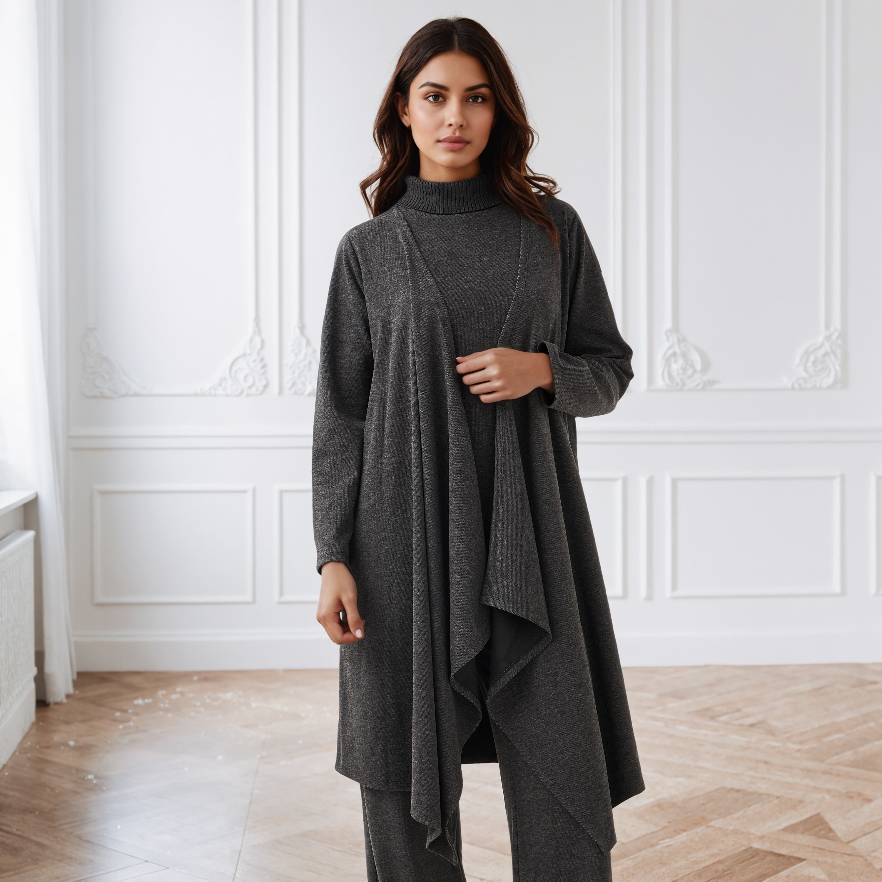 كارديجان طويل بحافة غير متماثلة وقصة مريحة-women-winterwear-cardigansandjumpers-cardigans-image-5