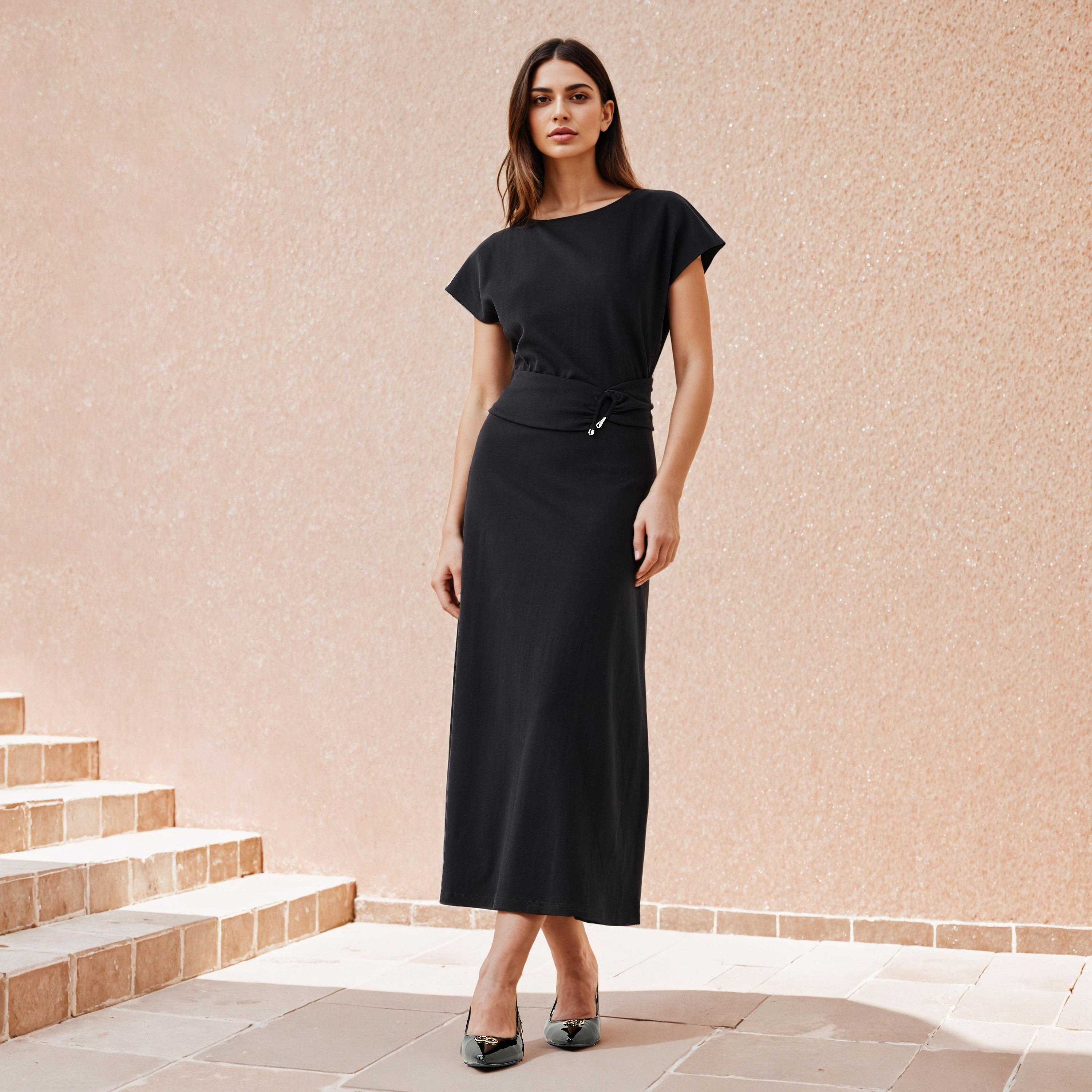Buckle Detail Maxi Column Dress-women-clothing-dresses-image-2