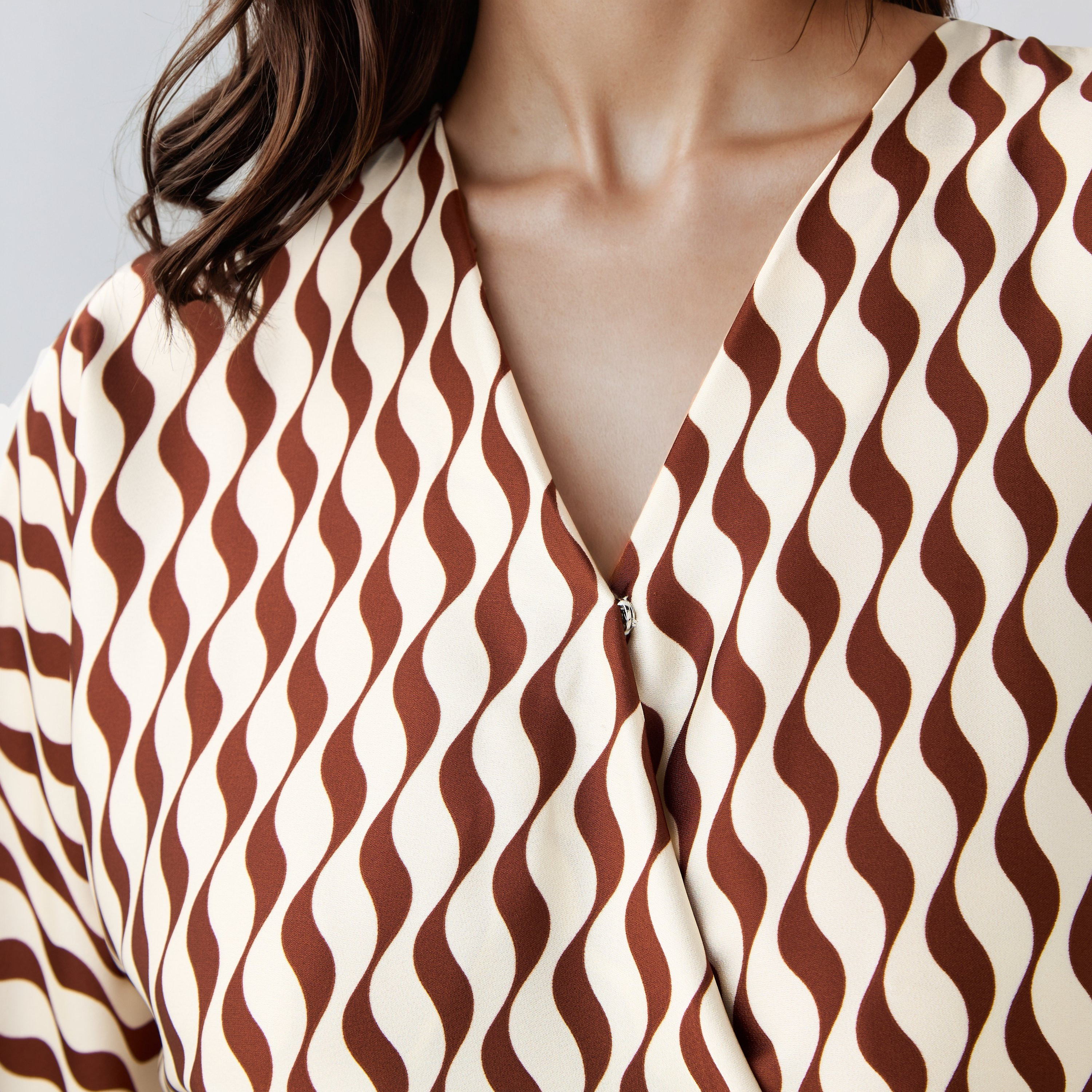 Printed V-neck Wrap Dress with Cinched Waist-women-clothing-dresses-image-5