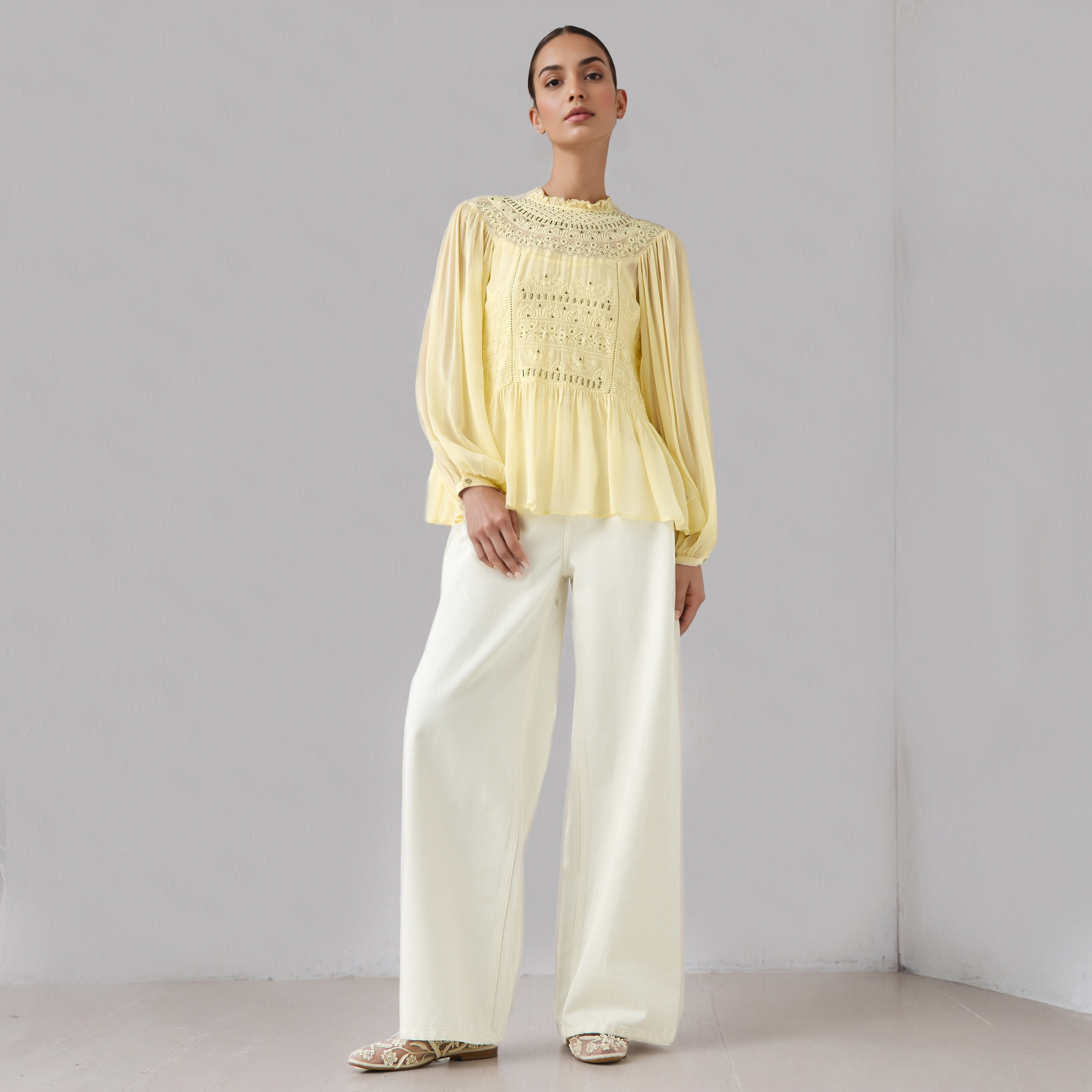 Embroidered Peplum Top with Piecrust Neck-women-clothing-shirtsandblouses-blouses-image-2