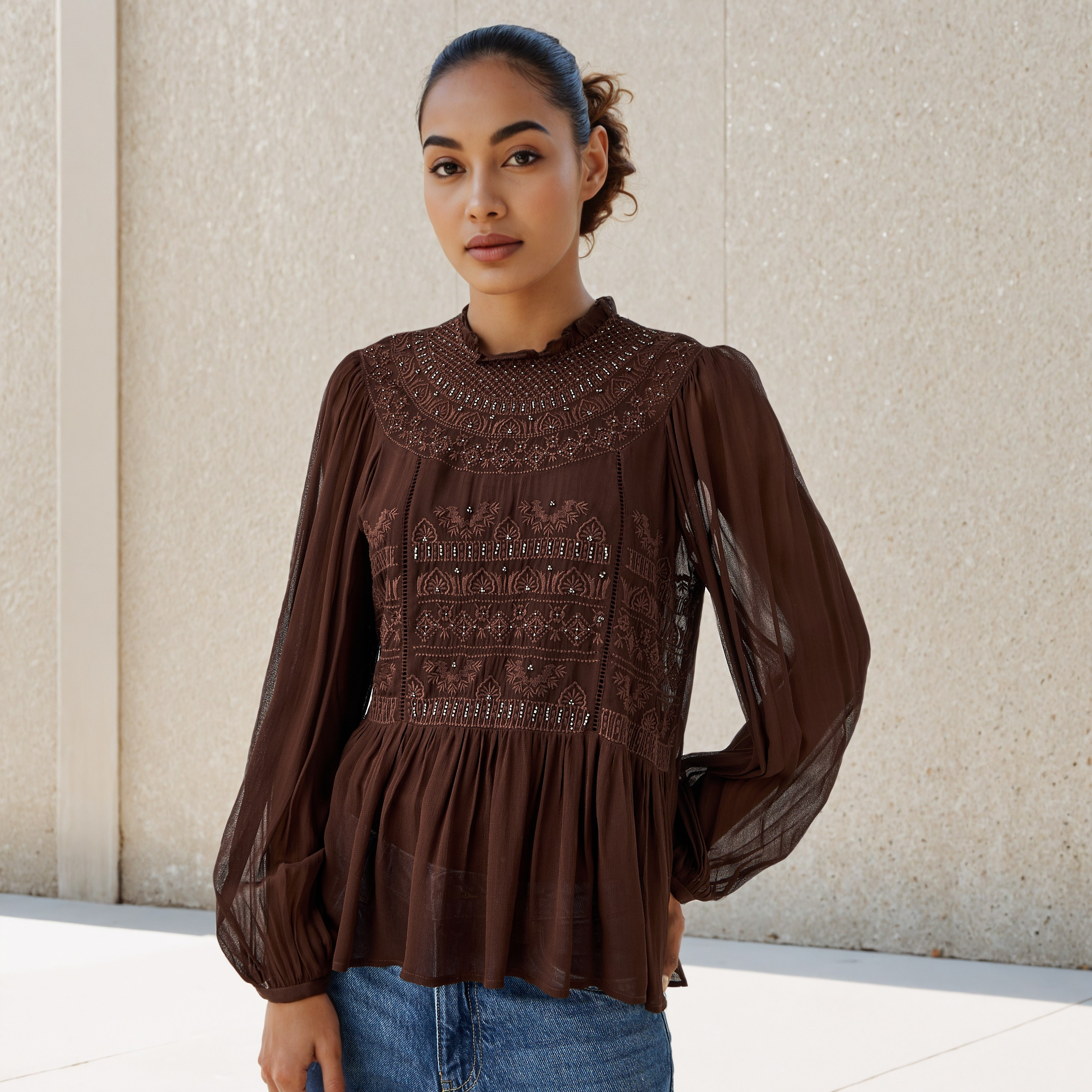 Peplum Top with Embroidery-women-clothing-shirtsandblouses-blouses-image-1